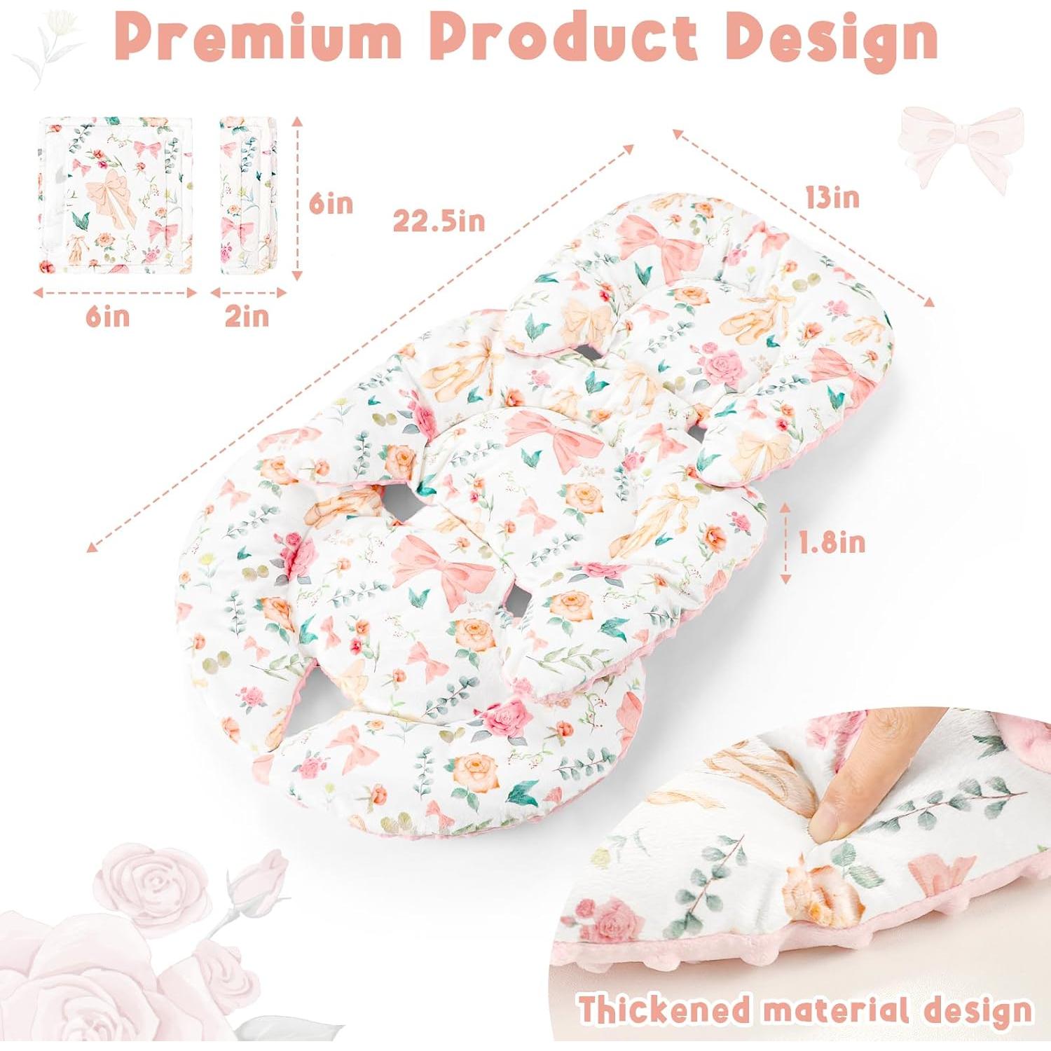 Inserto para asiento de auto GFU bebé lazo rosa acolchado