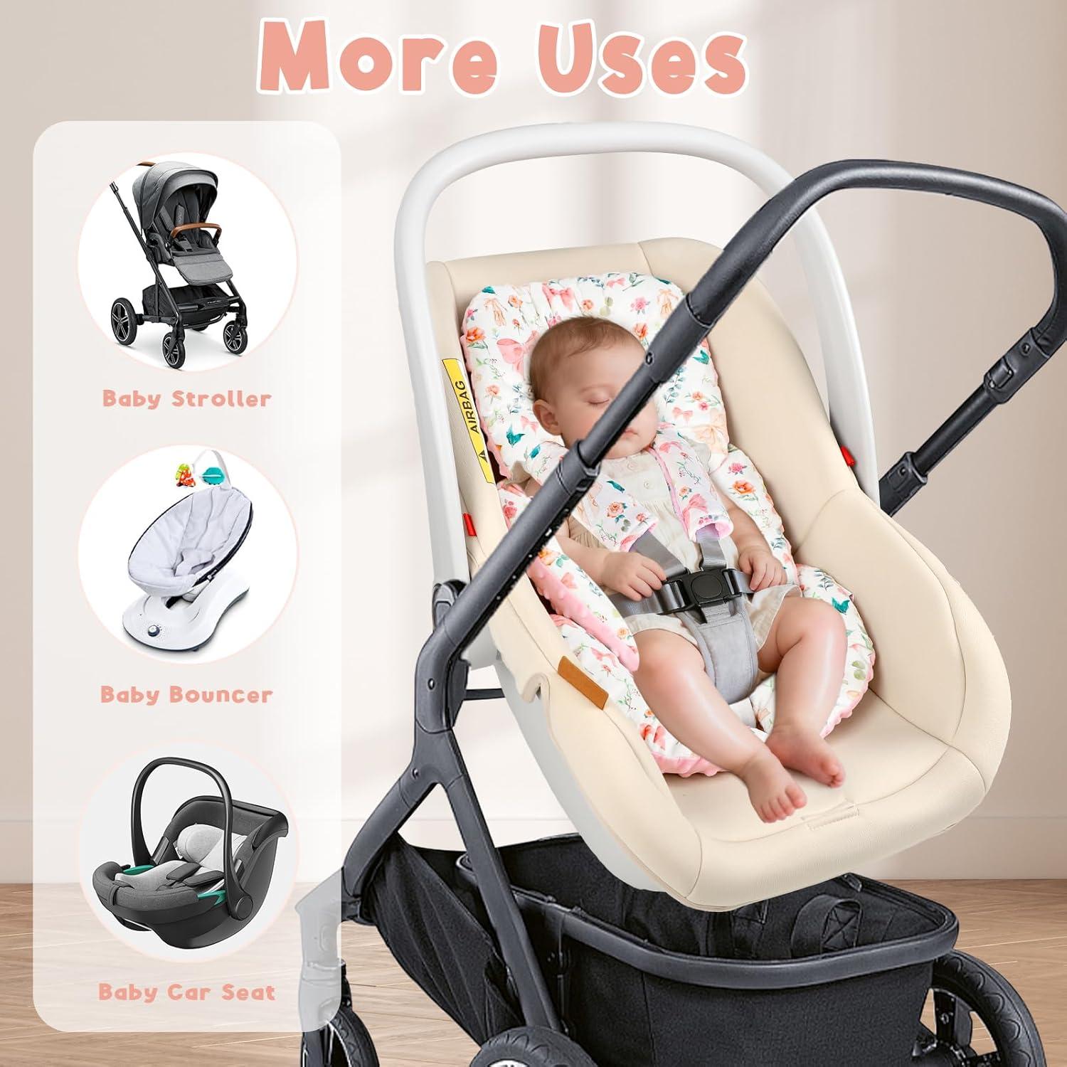 Inserto para asiento de auto GFU bebé lazo rosa acolchado