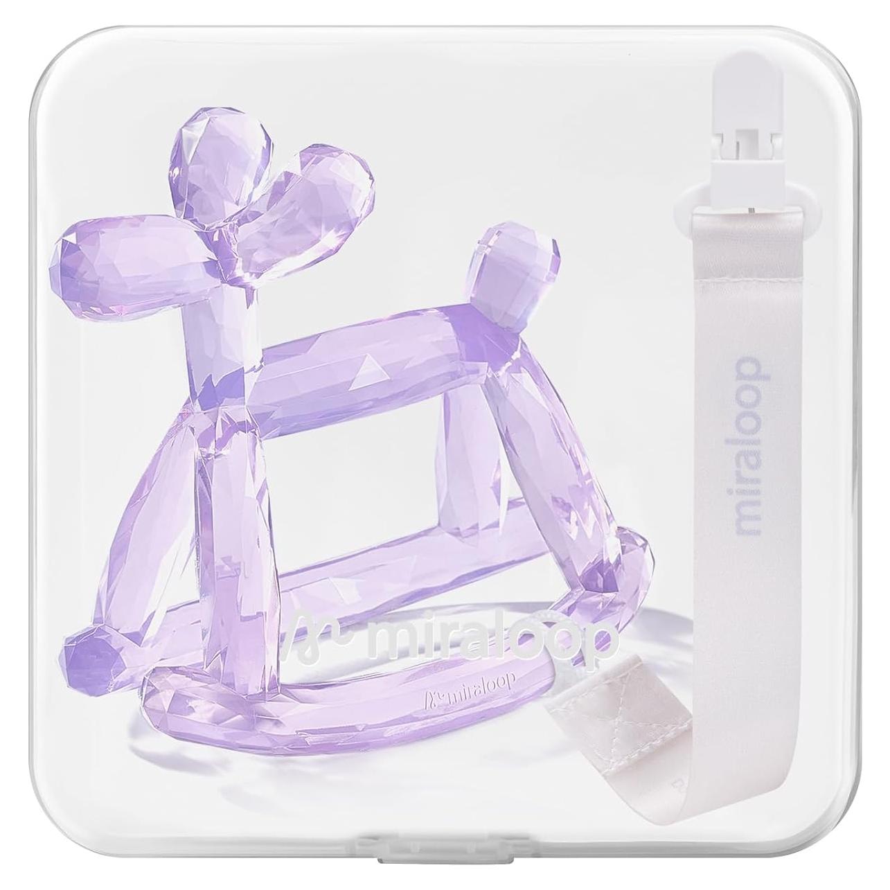Chupete de Silicona Alimentaria Miraloop con Clip y Caja Amatista