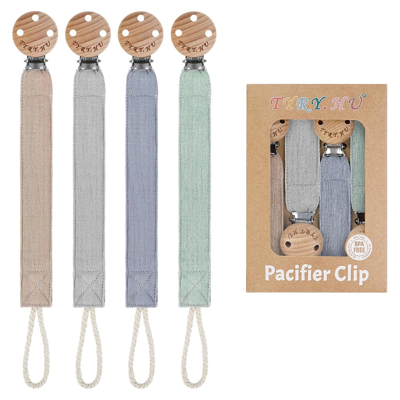 Clip de Chupete TYRY.HU - Paquete de 4 Correas Suaves