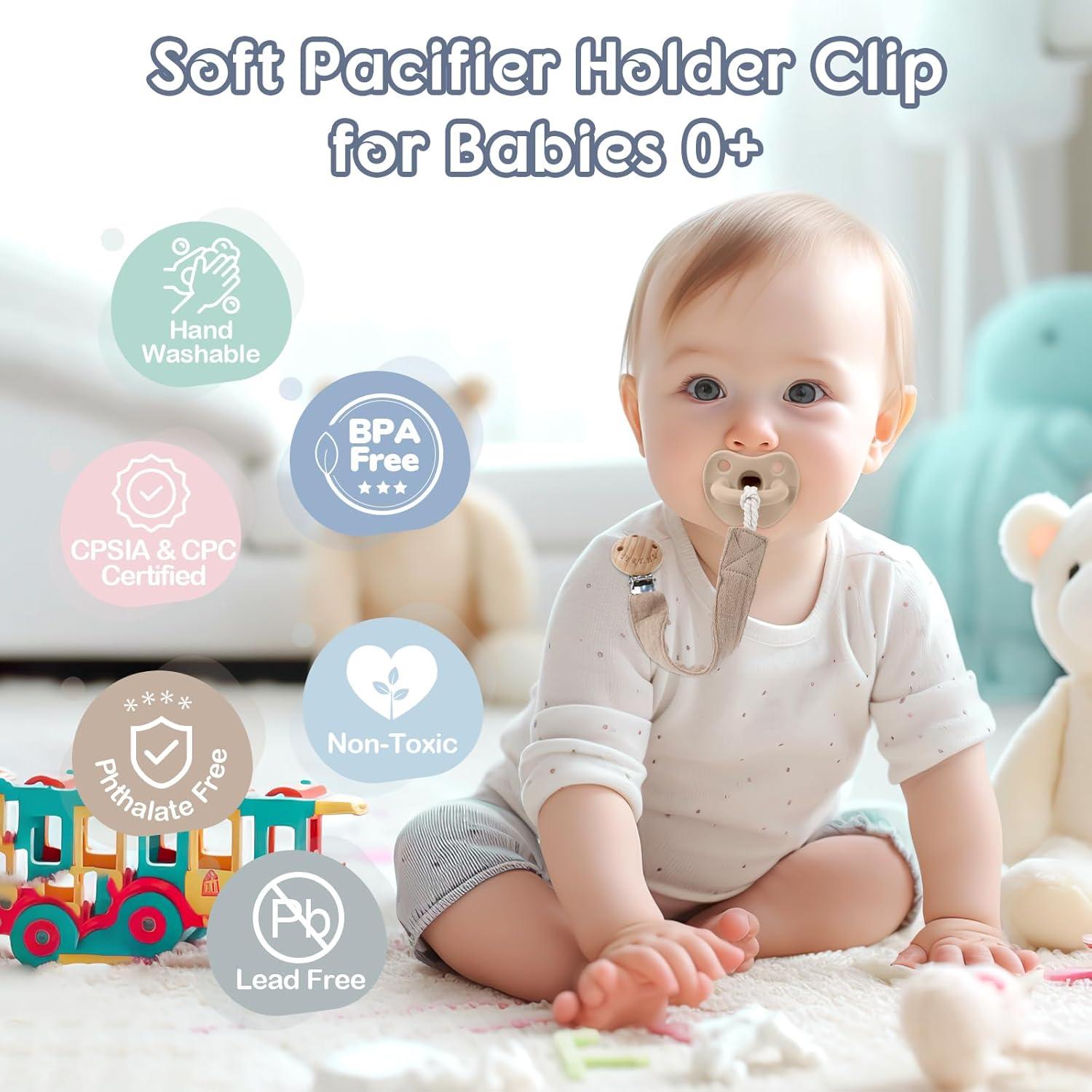 Clip de Chupete TYRY.HU - Paquete de 4 Correas Suaves