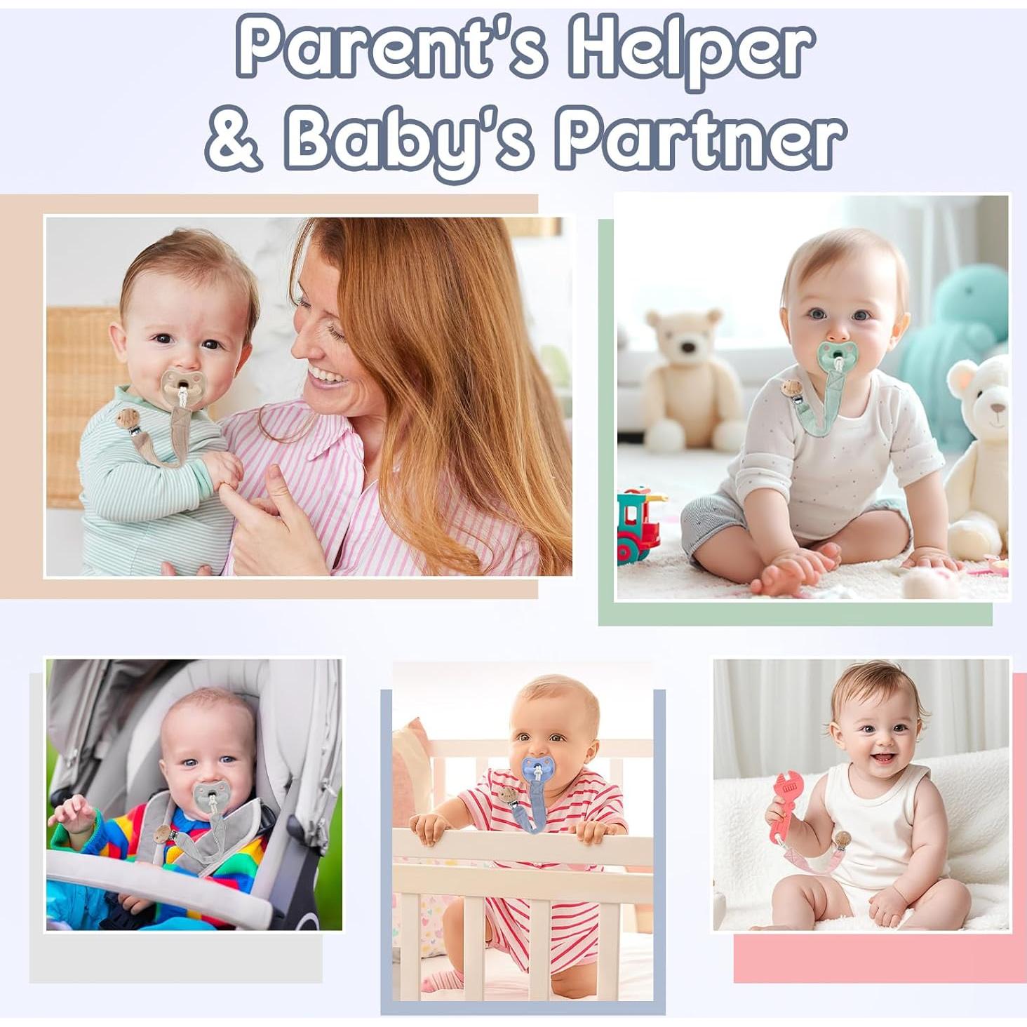 Clip de Chupete TYRY.HU - Paquete de 4 Correas Suaves