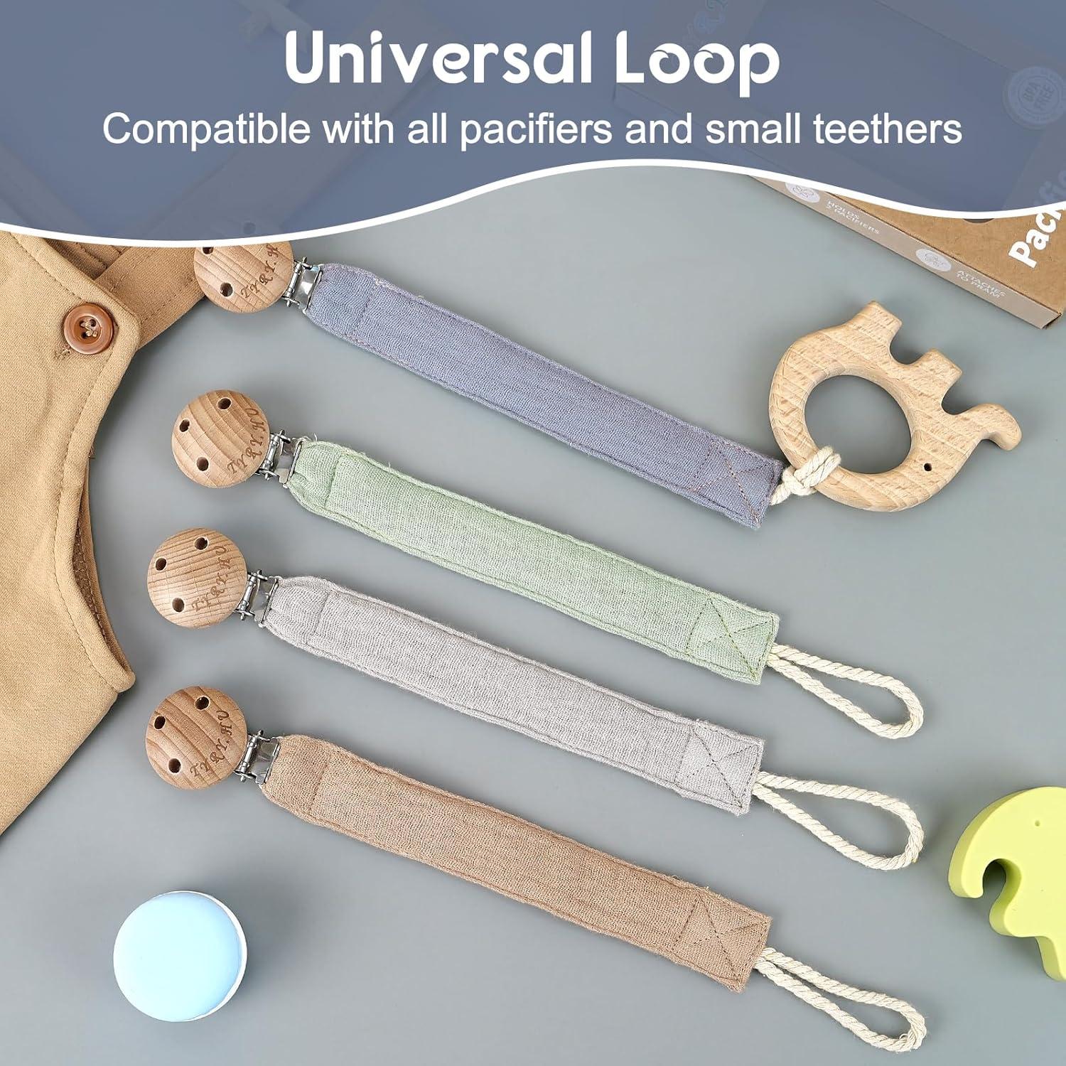 Clip de Chupete TYRY.HU - Paquete de 4 Correas Suaves