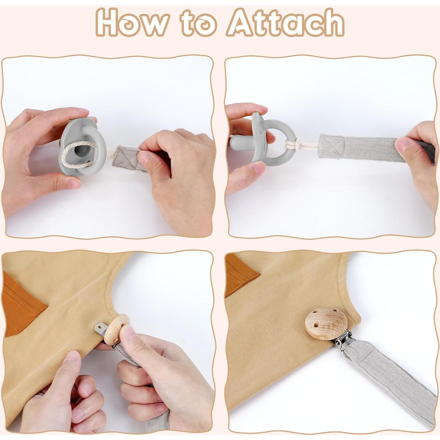 Clip de Chupete TYRY.HU - Paquete de 4 Correas Suaves