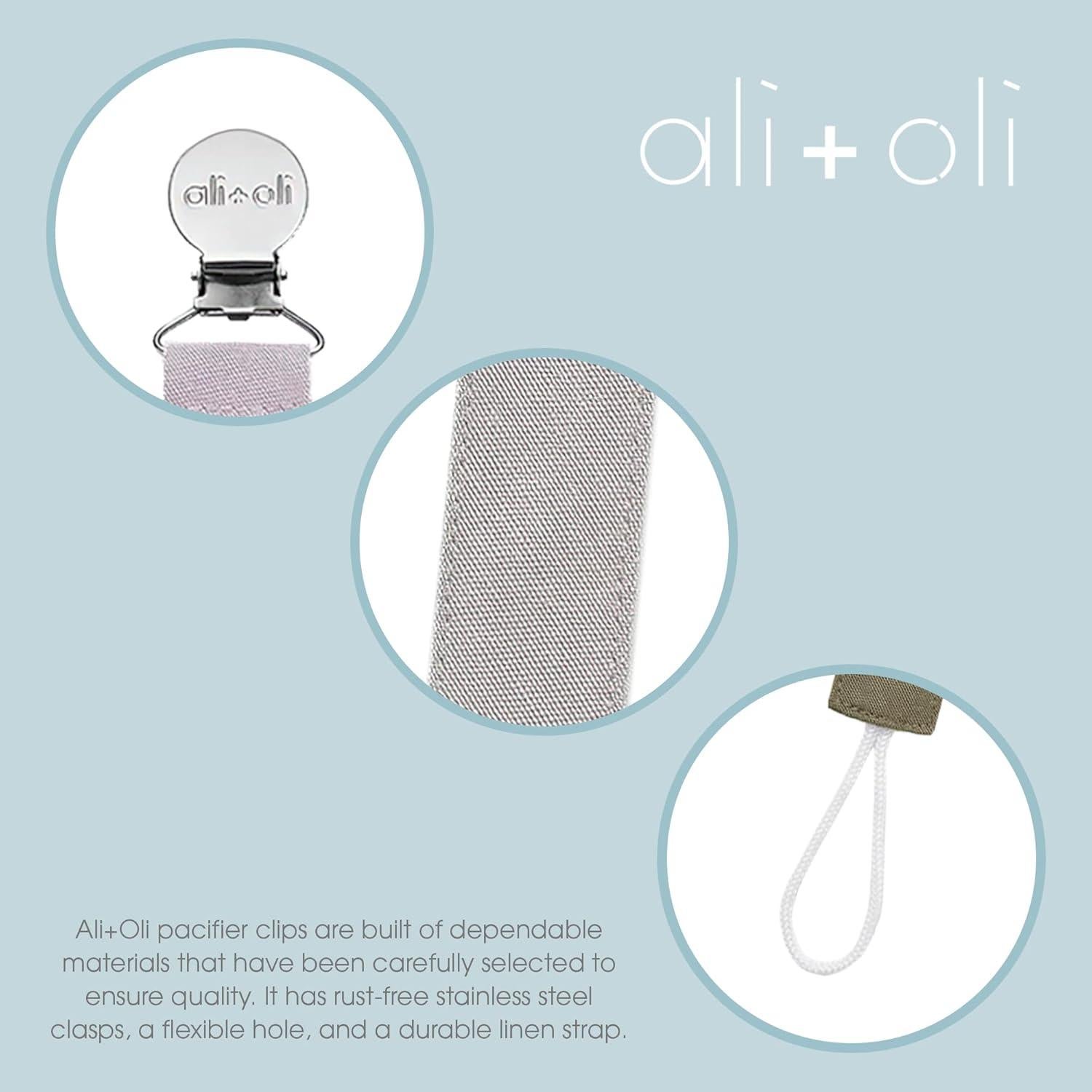 Set de 3 Clips de Chupete Ali+Oli Lino Flamingo 25.4x2.5cm