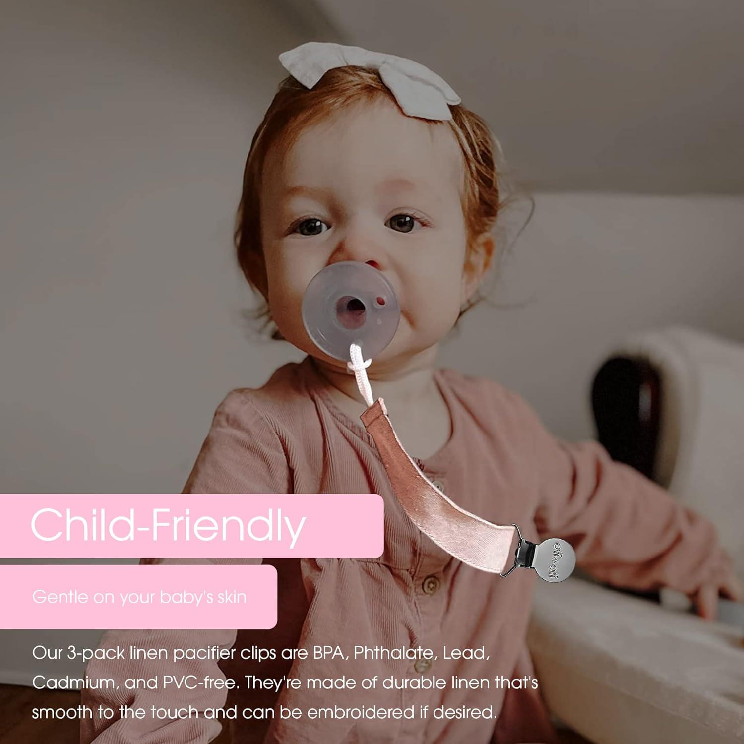 Set de 3 Clips de Chupete Ali+Oli Lino Flamingo 25.4x2.5cm