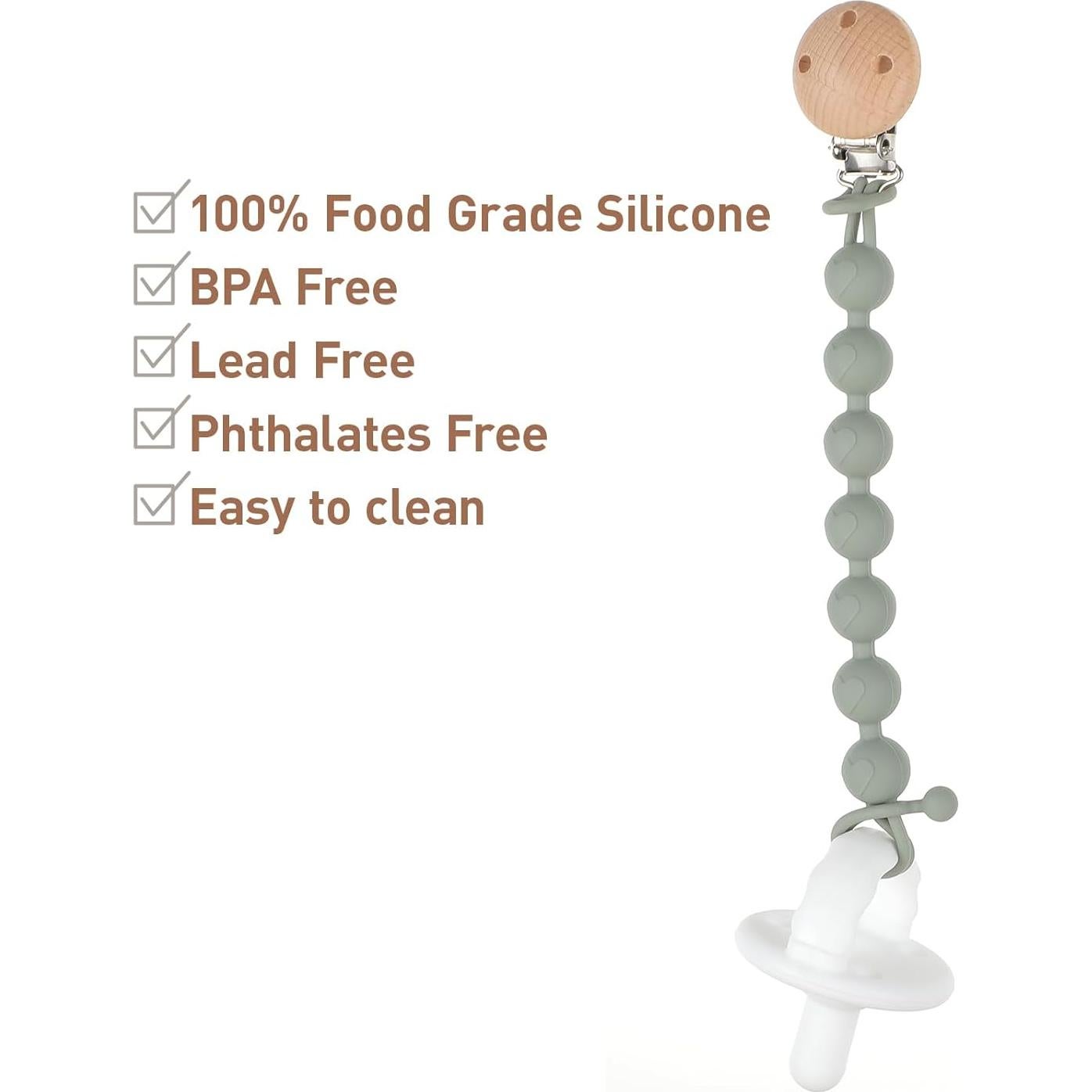 Clip de Chupete de Silicona 2 en 1 Bebé DB-0629 Libre BPA