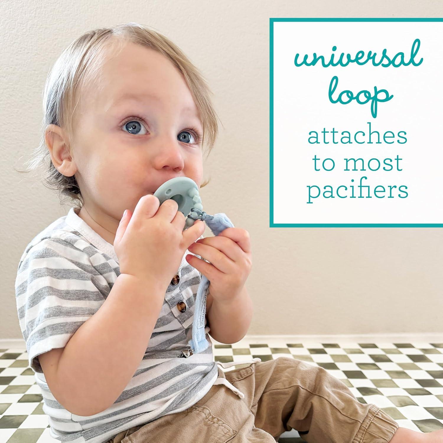 Infantino PaciGrip Luxe 2-Pack Clips de Chupete Suaves Azul y Gris