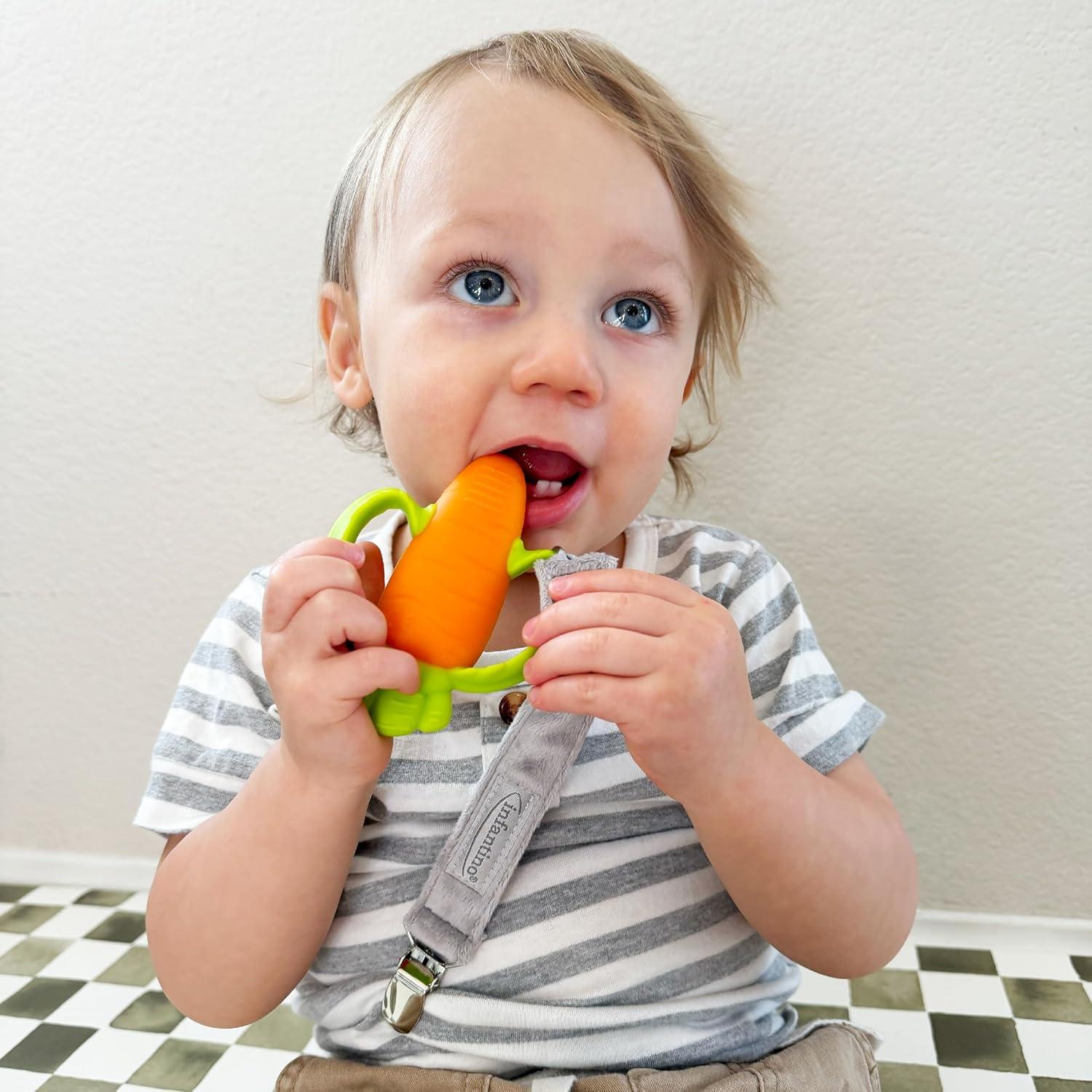 Infantino PaciGrip Luxe 2-Pack Clips de Chupete Suaves Azul y Gris