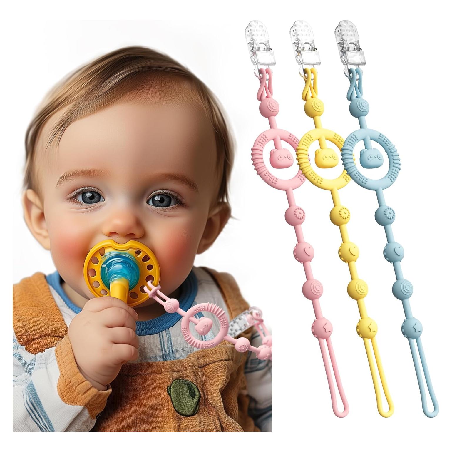 Clip de Chupete Neepanda - Silicona Segura, Paquete de 3