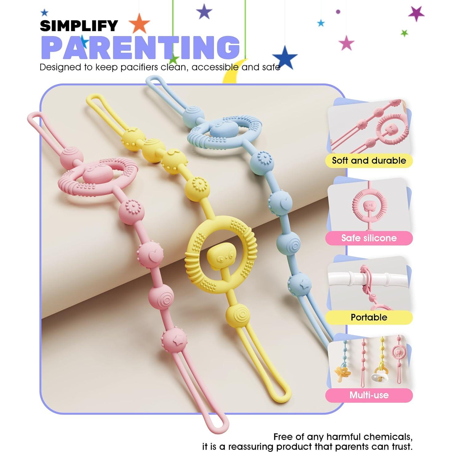 Clip de Chupete Neepanda - Silicona Segura, Paquete de 3