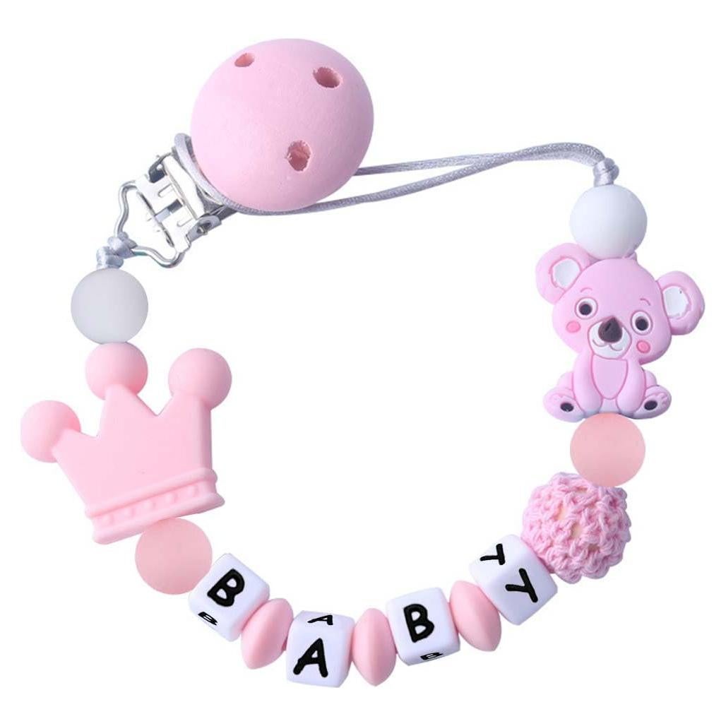 Clip de Chupete Rosa Koala Hecho a Mano para Recién Nacido