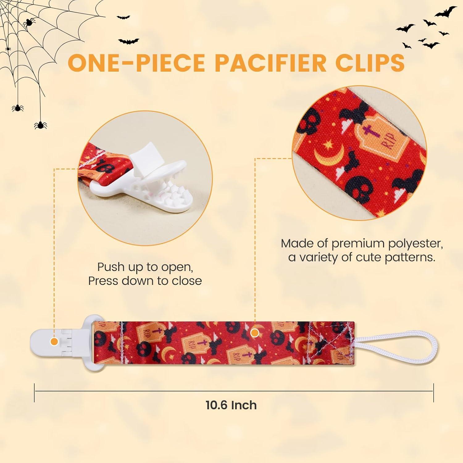 Clip para Chupete Bebé Halloween - Set de 6 Correas de Regalo