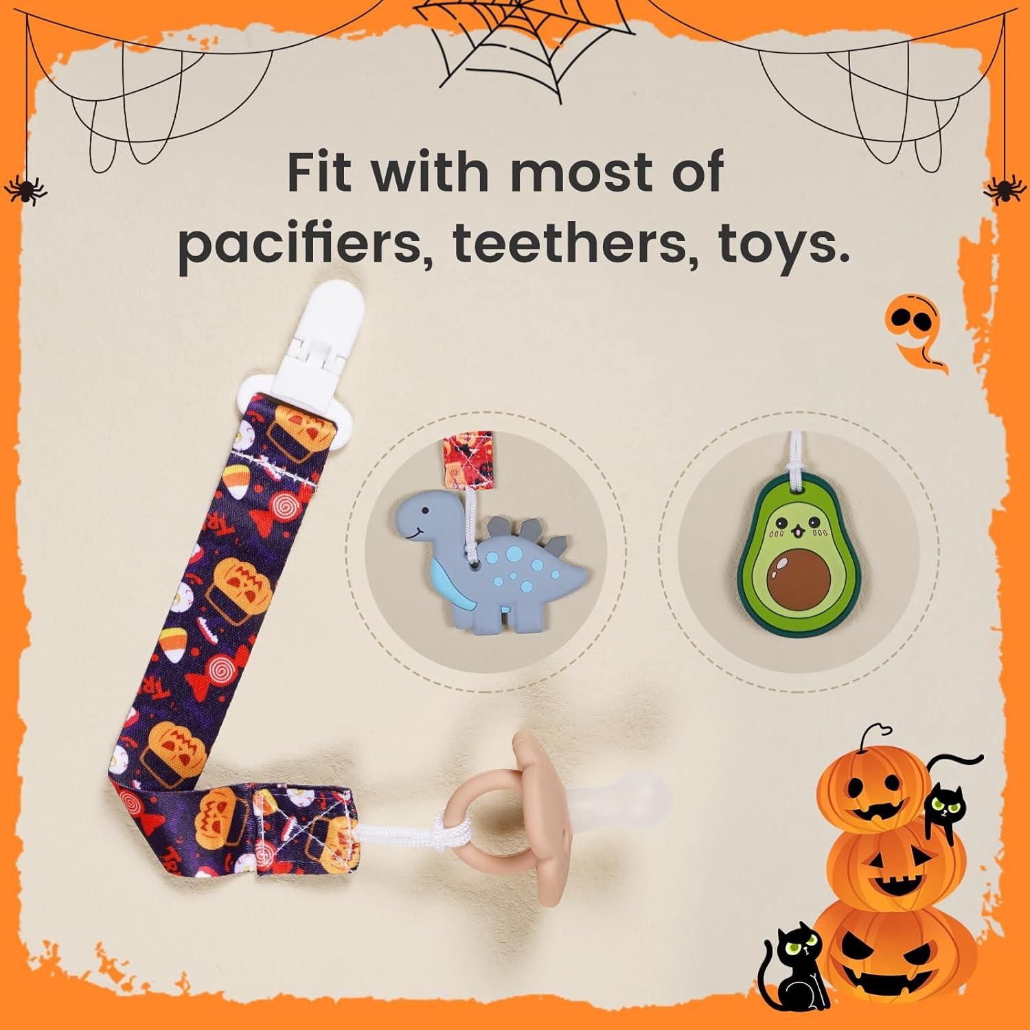 Clip para Chupete Bebé Halloween - Set de 6 Correas de Regalo