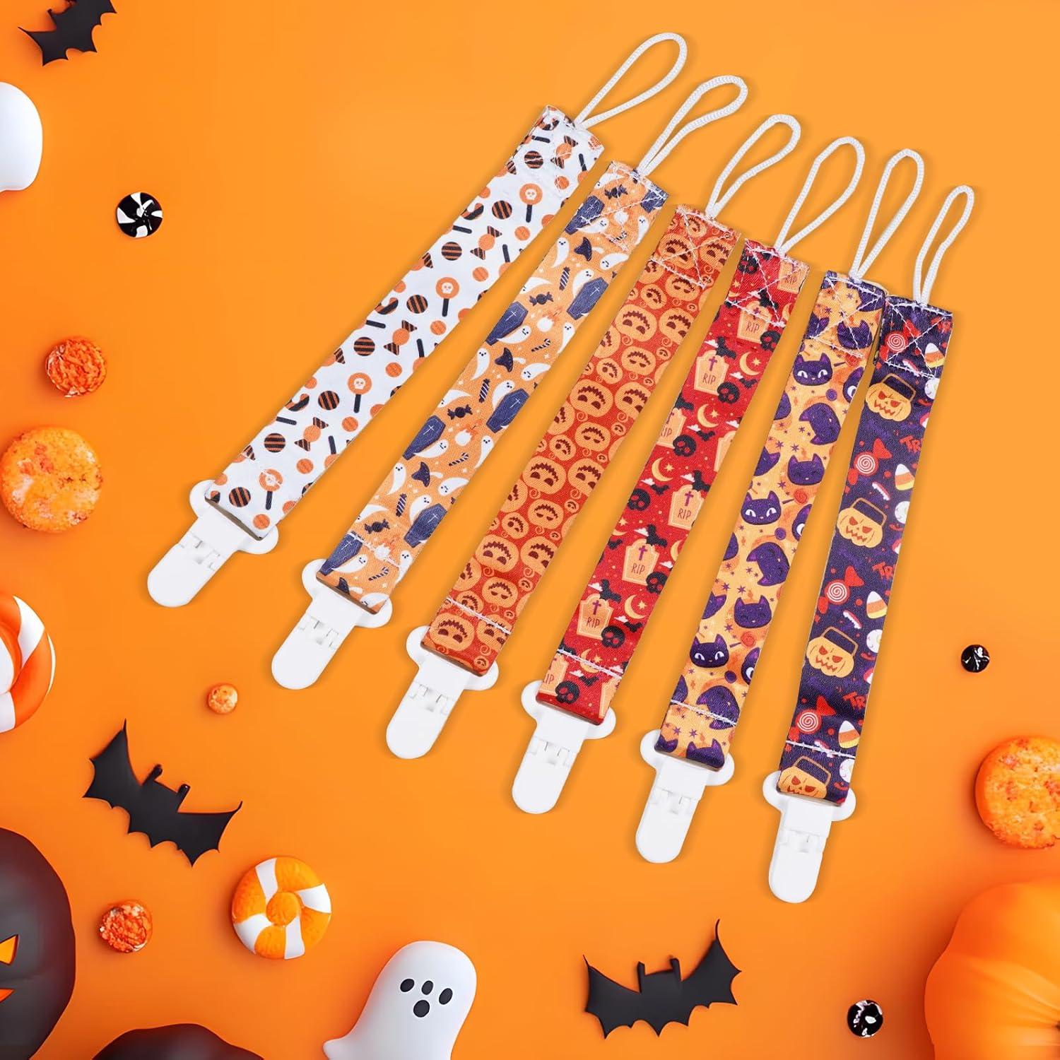 Clip para Chupete Bebé Halloween - Set de 6 Correas de Regalo