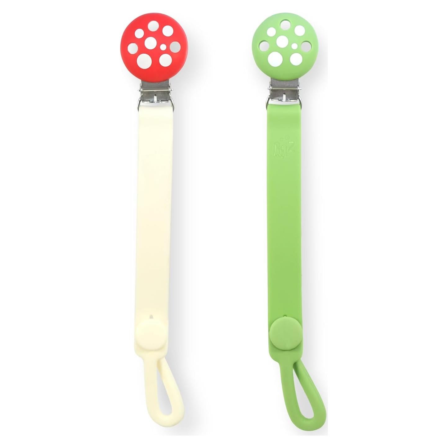 Clip Sujetador Chupete RaZbaby Silicona 2 Piezas Rojo Verde