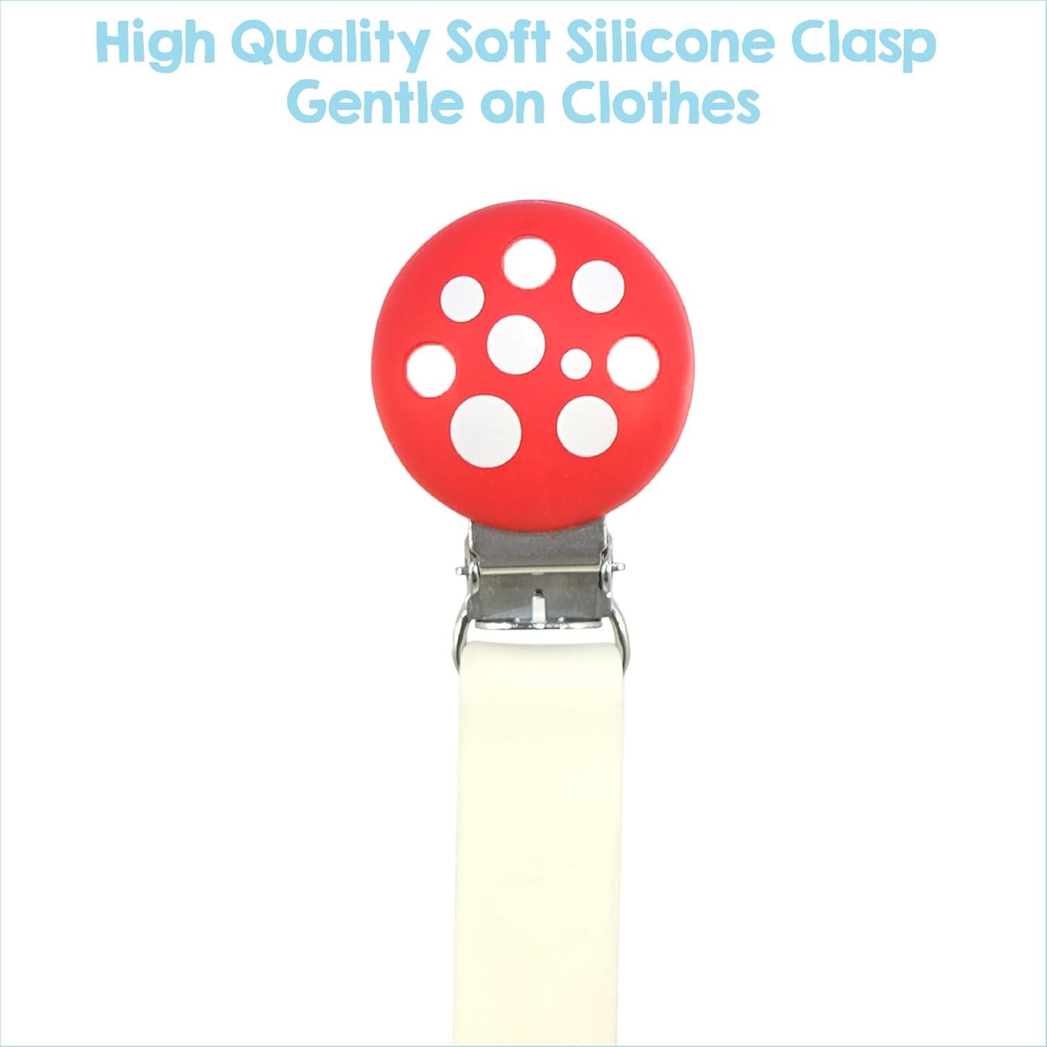 Clip Sujetador Chupete RaZbaby Silicona 2 Piezas Rojo Verde