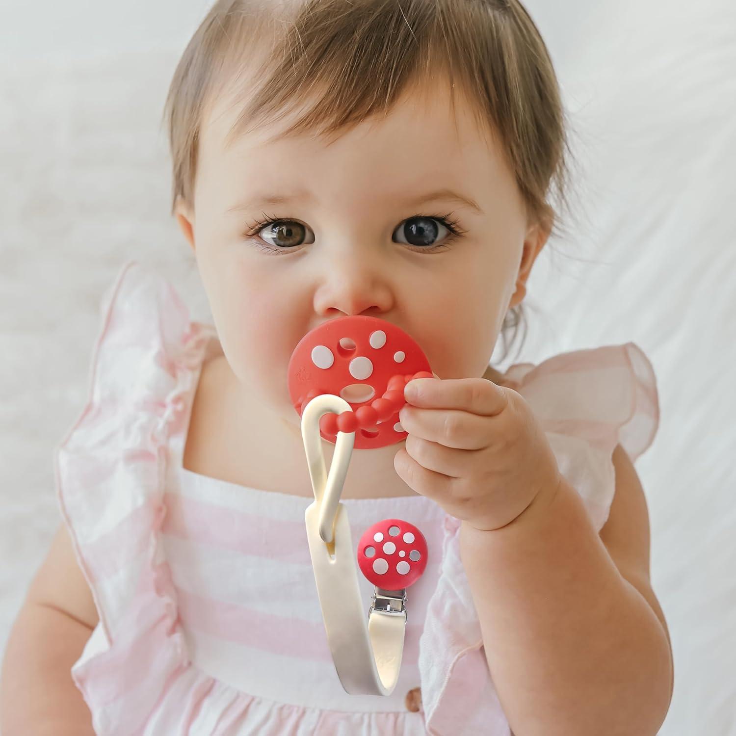 Clip Sujetador Chupete RaZbaby Silicona 2 Piezas Rojo Verde