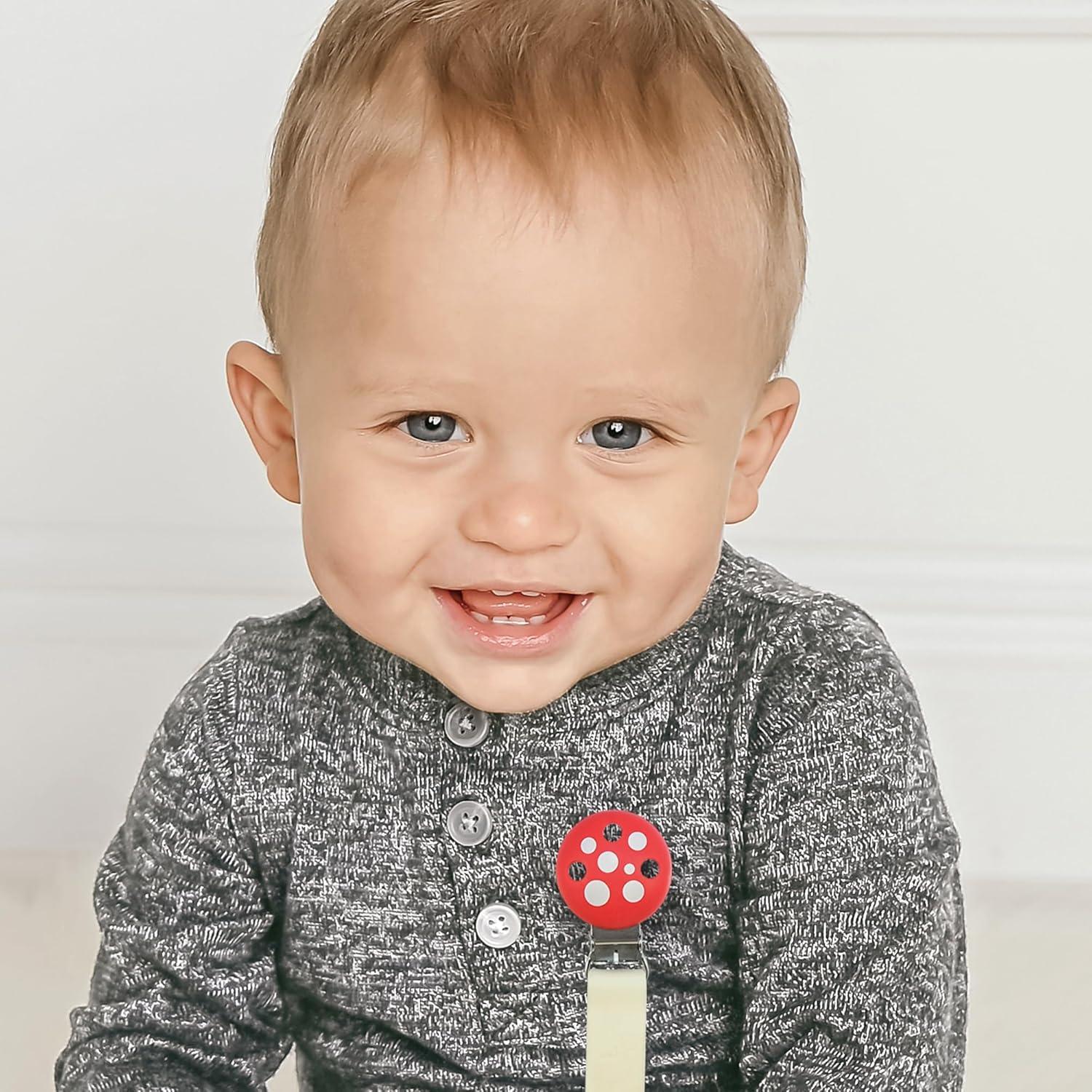 Clip Sujetador Chupete RaZbaby Silicona 2 Piezas Rojo Verde