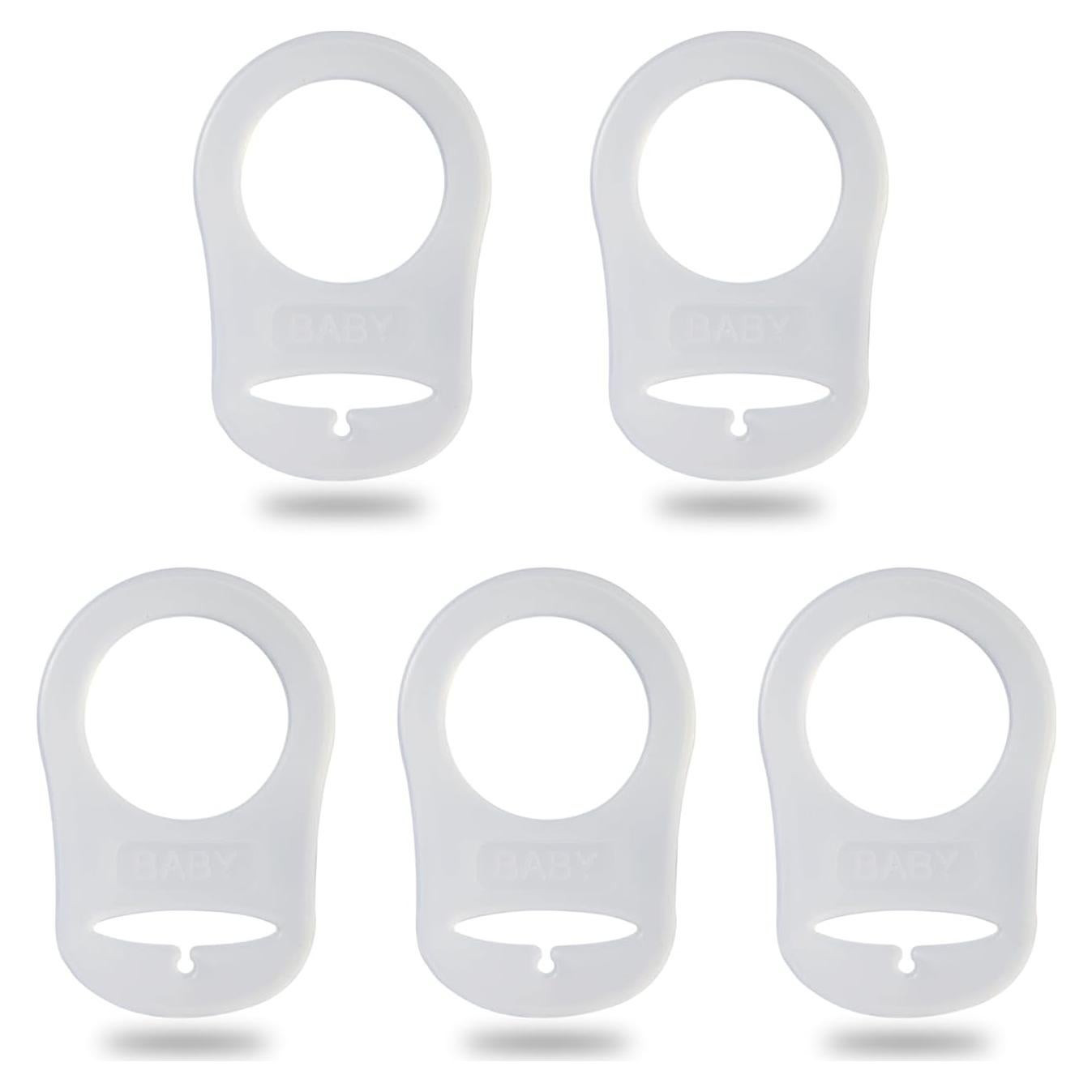 5 Clips Adaptadores de Chupete Silicona Grado Alimenticio Transparente