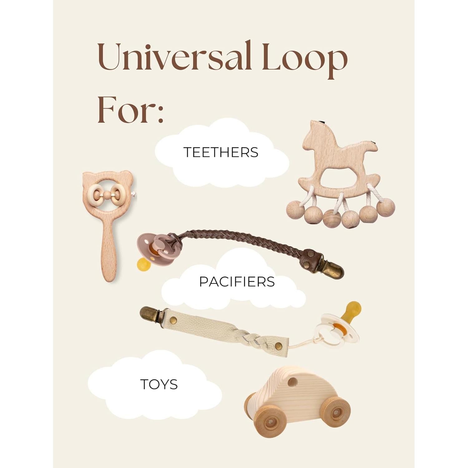 Clips de Chupete de Cuero Premium Little Bug Boutique - Marrón Camello