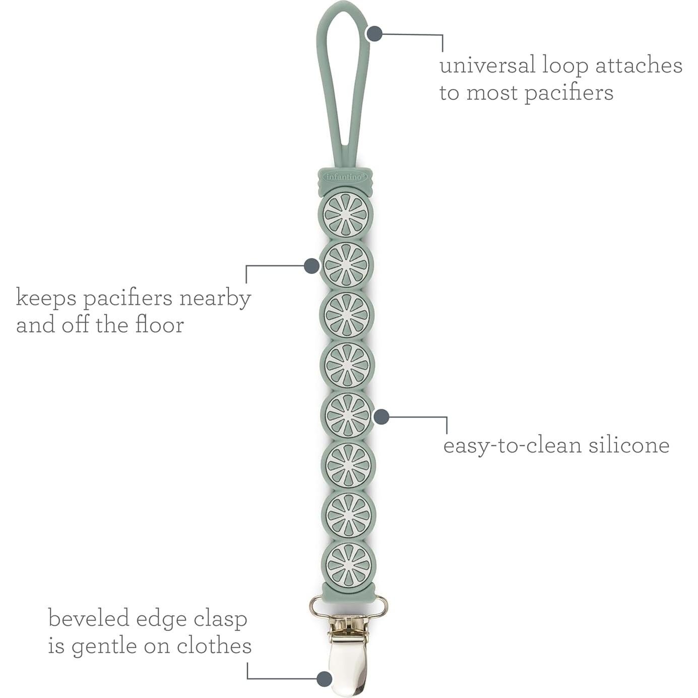 Clip de Chupete de Silicona Infantino PaciGrip Verde Lima