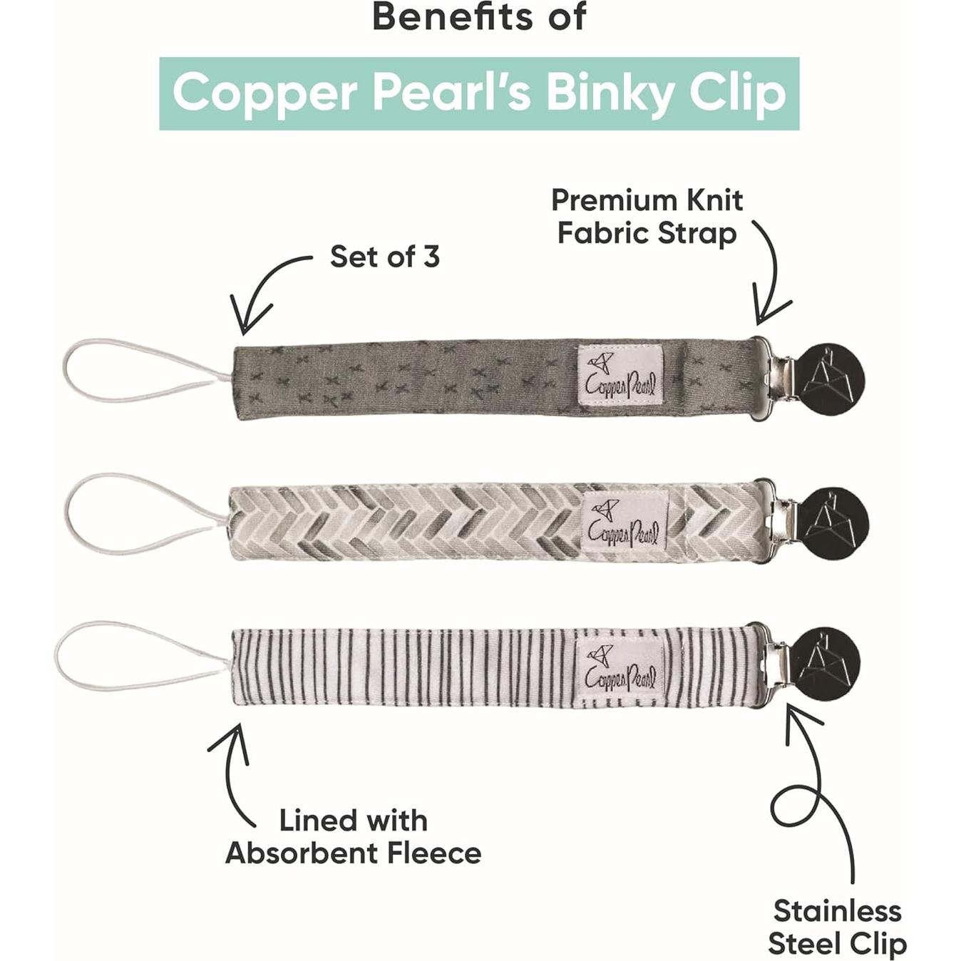 Clip de Chupete Copper Pearl 3-Pack - Acero Inoxidable - Mundo Mágico