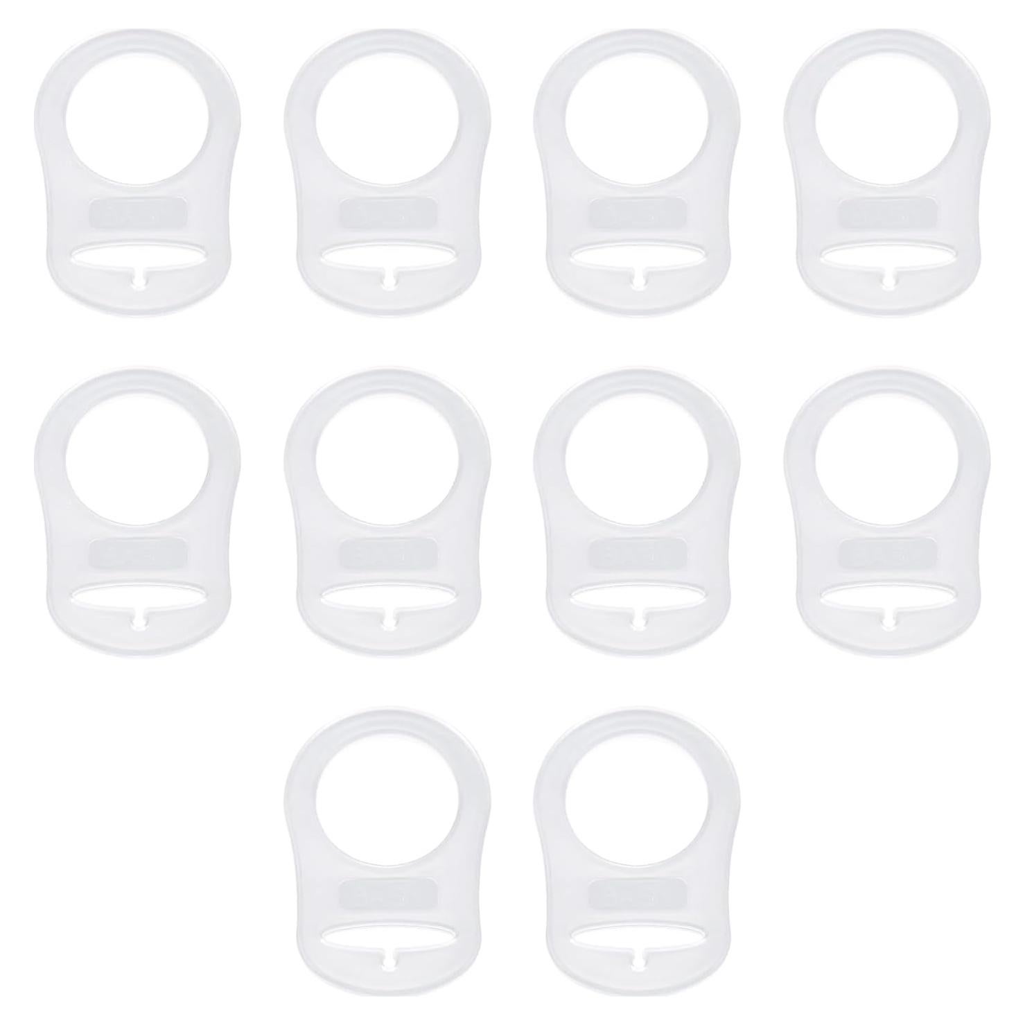 10 Adaptadores Clips para Chupetes Bebé POM Transparente 4.8x3.2cm