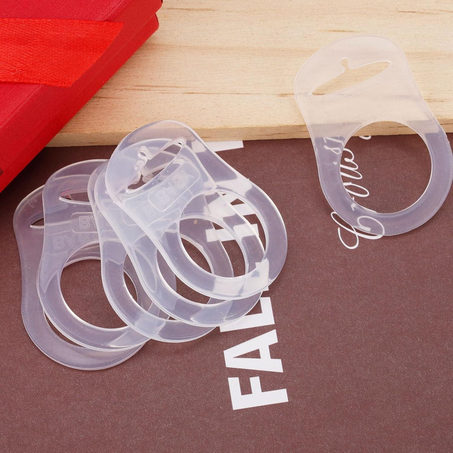 10 Adaptadores Clips para Chupetes Bebé POM Transparente 4.8x3.2cm