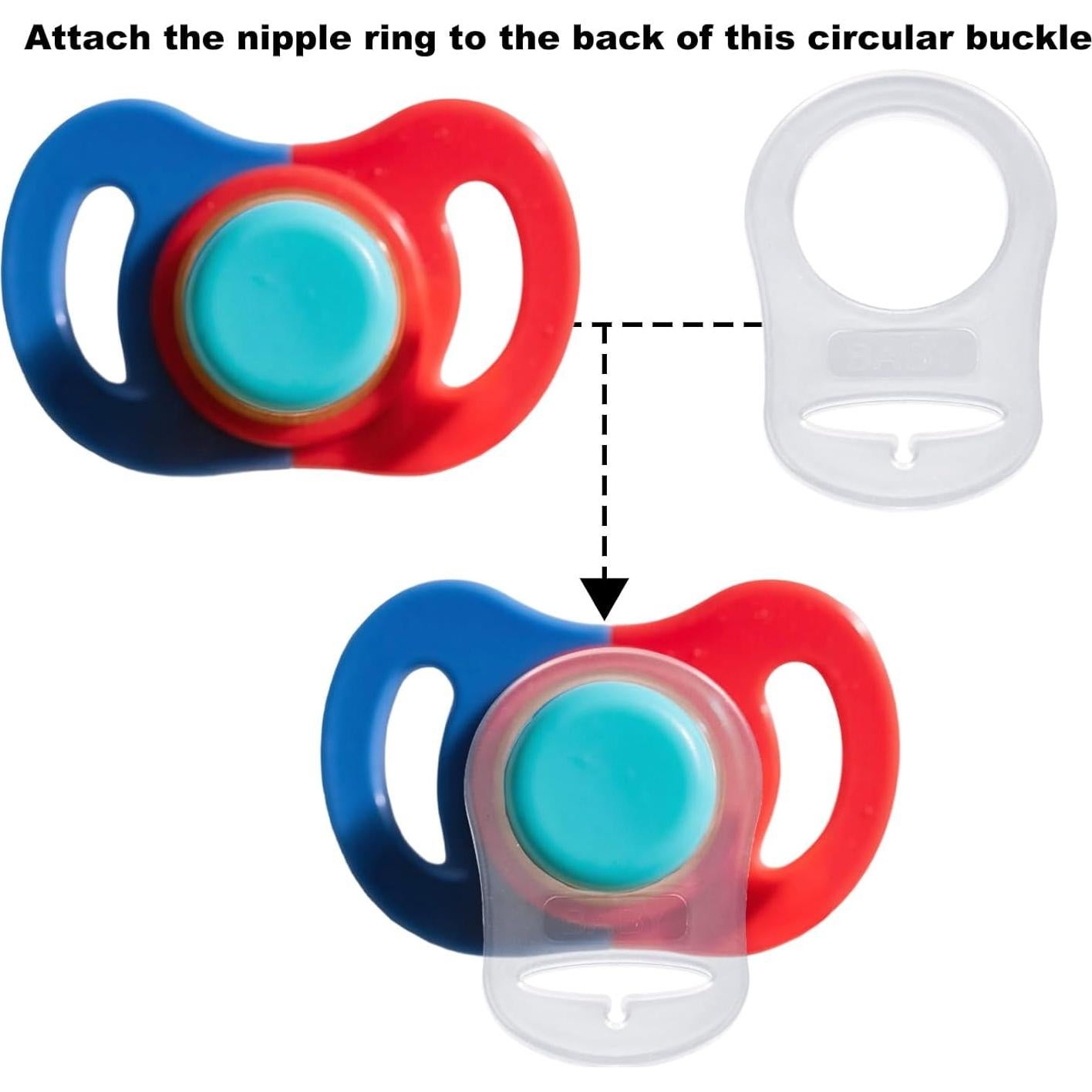 10 Adaptadores Clips para Chupetes Bebé POM Transparente 4.8x3.2cm