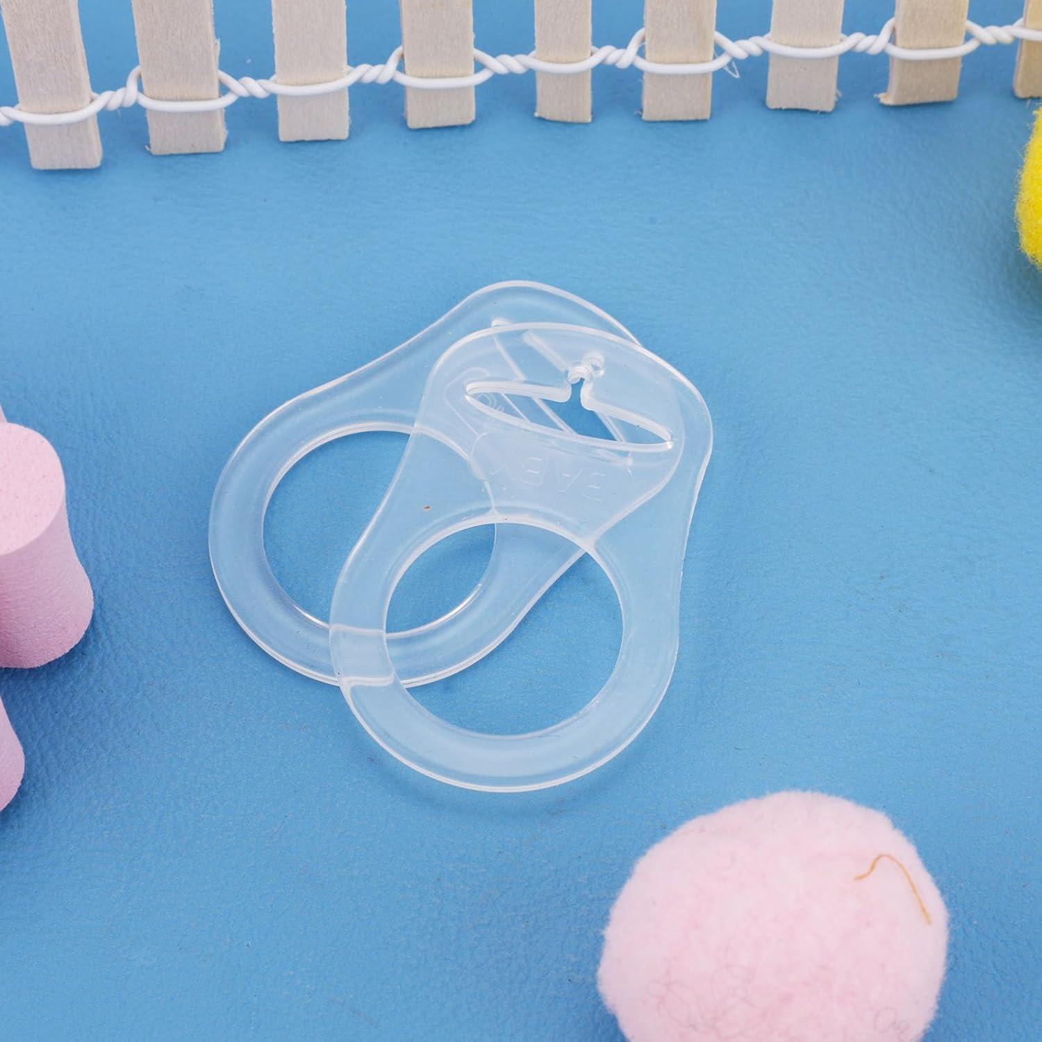 10 Adaptadores Clips para Chupetes Bebé POM Transparente 4.8x3.2cm