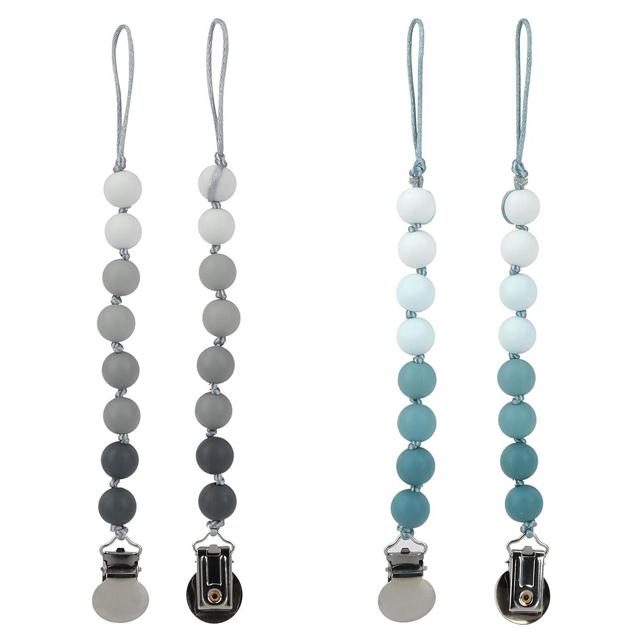 Pacifinder de Silicona Nuby con Clip Metal 0+ Meses Gris/Aqua