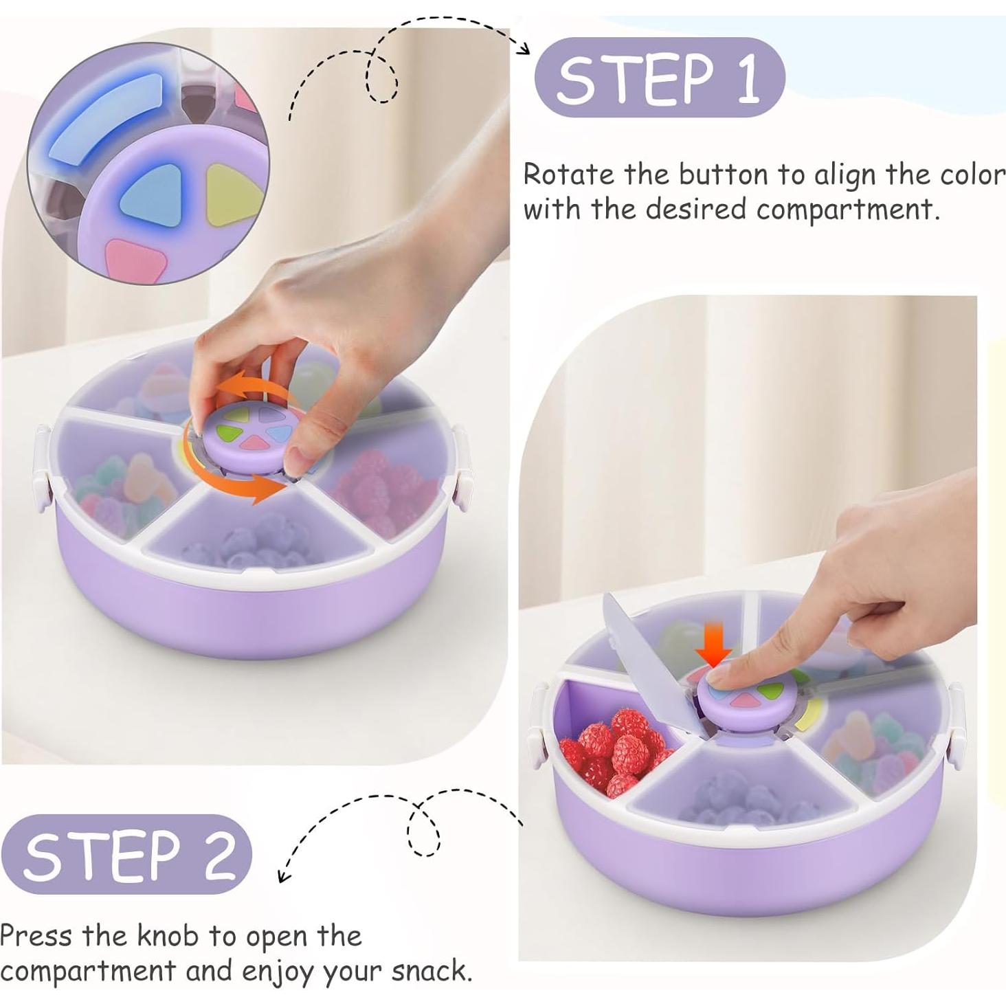 Contenedor de Snacks JOOPETALK 5 Compartimentos 720ml Púrpura