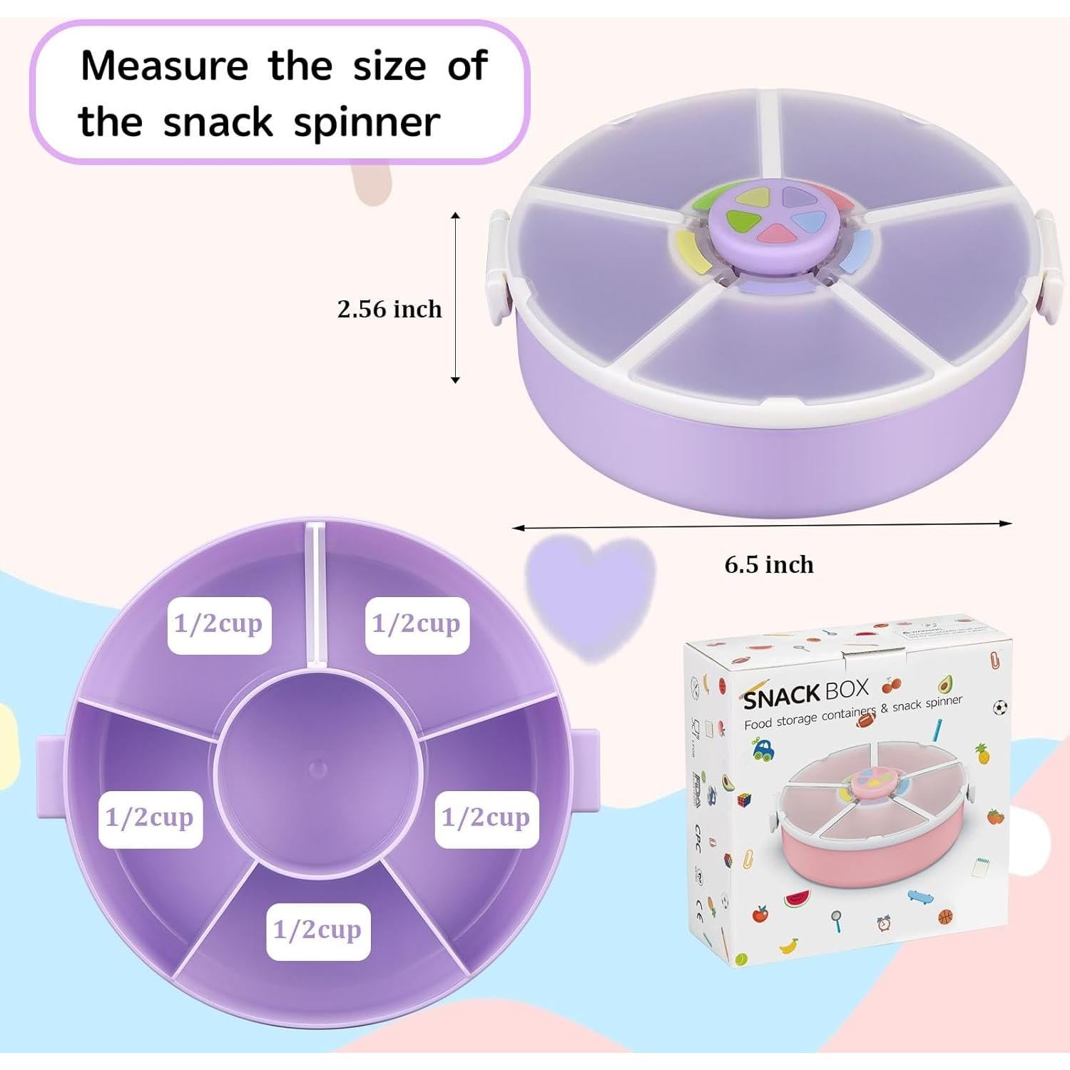 Contenedor de Snacks JOOPETALK 5 Compartimentos 720ml Púrpura