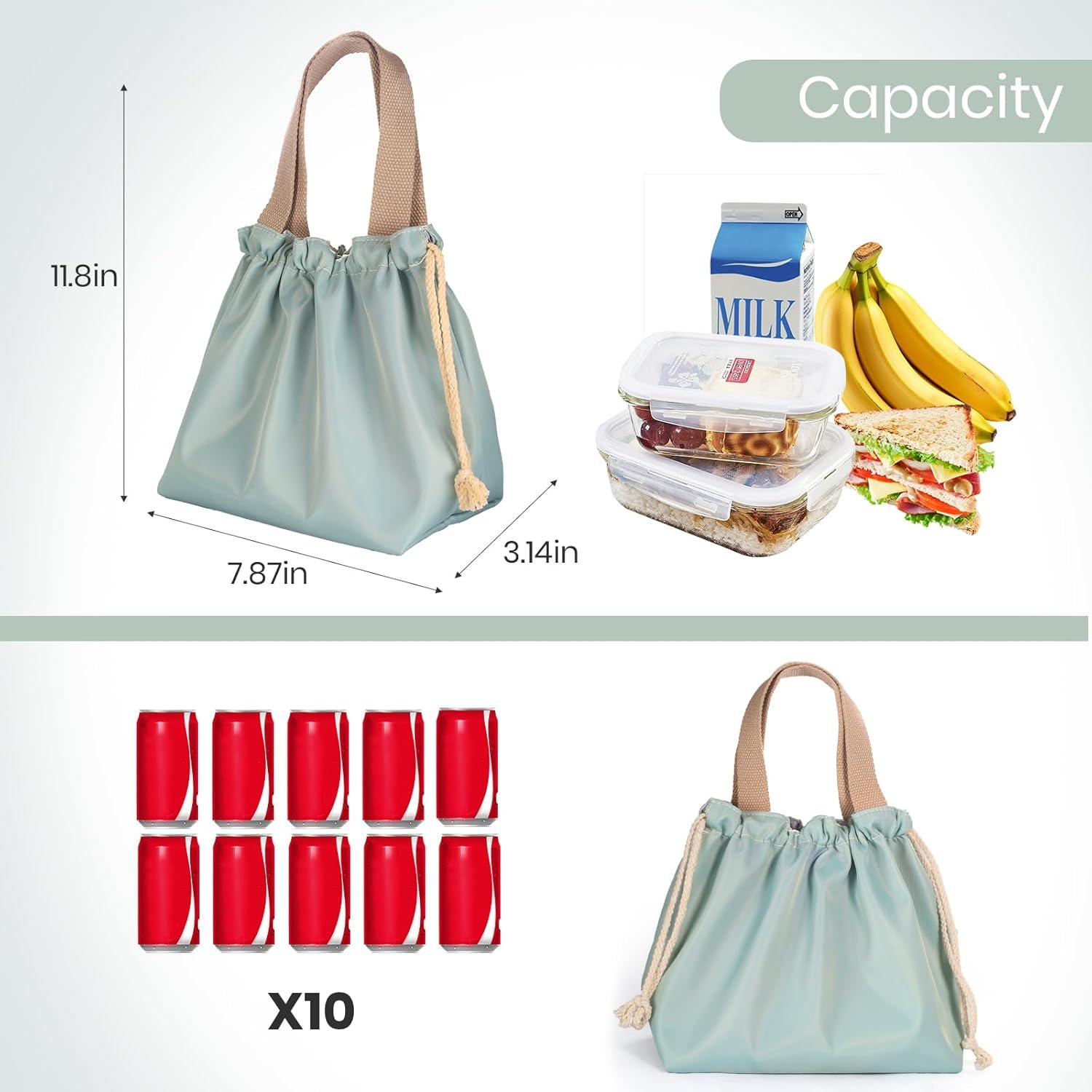 Bolsa de Almuerzo Pequeña Viwaiv Azul Claro con Cierre de Cuerda