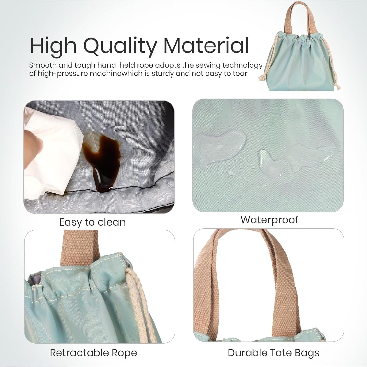 Bolsa de Almuerzo Pequeña Viwaiv Azul Claro con Cierre de Cuerda