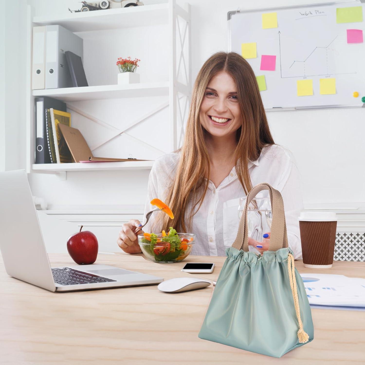 Bolsa de Almuerzo Pequeña Viwaiv Azul Claro con Cierre de Cuerda