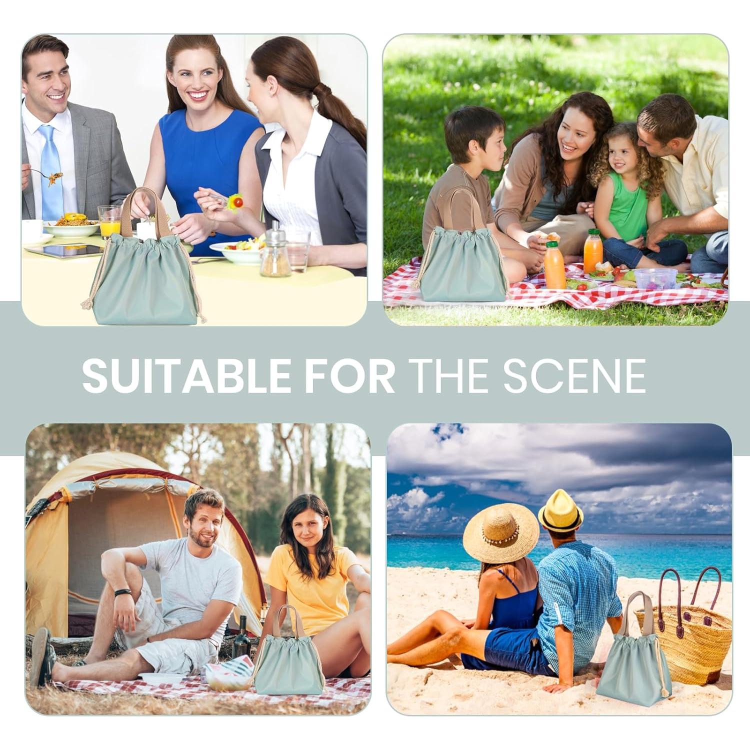 Bolsa de Almuerzo Pequeña Viwaiv Azul Claro con Cierre de Cuerda