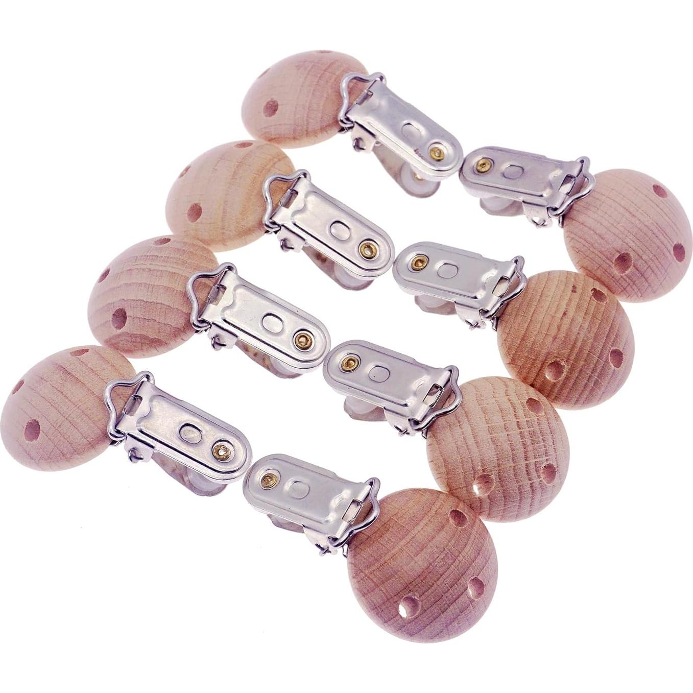 Clips de Chupete Redondos Sutoyuen de Madera de Haya - 30 Piezas