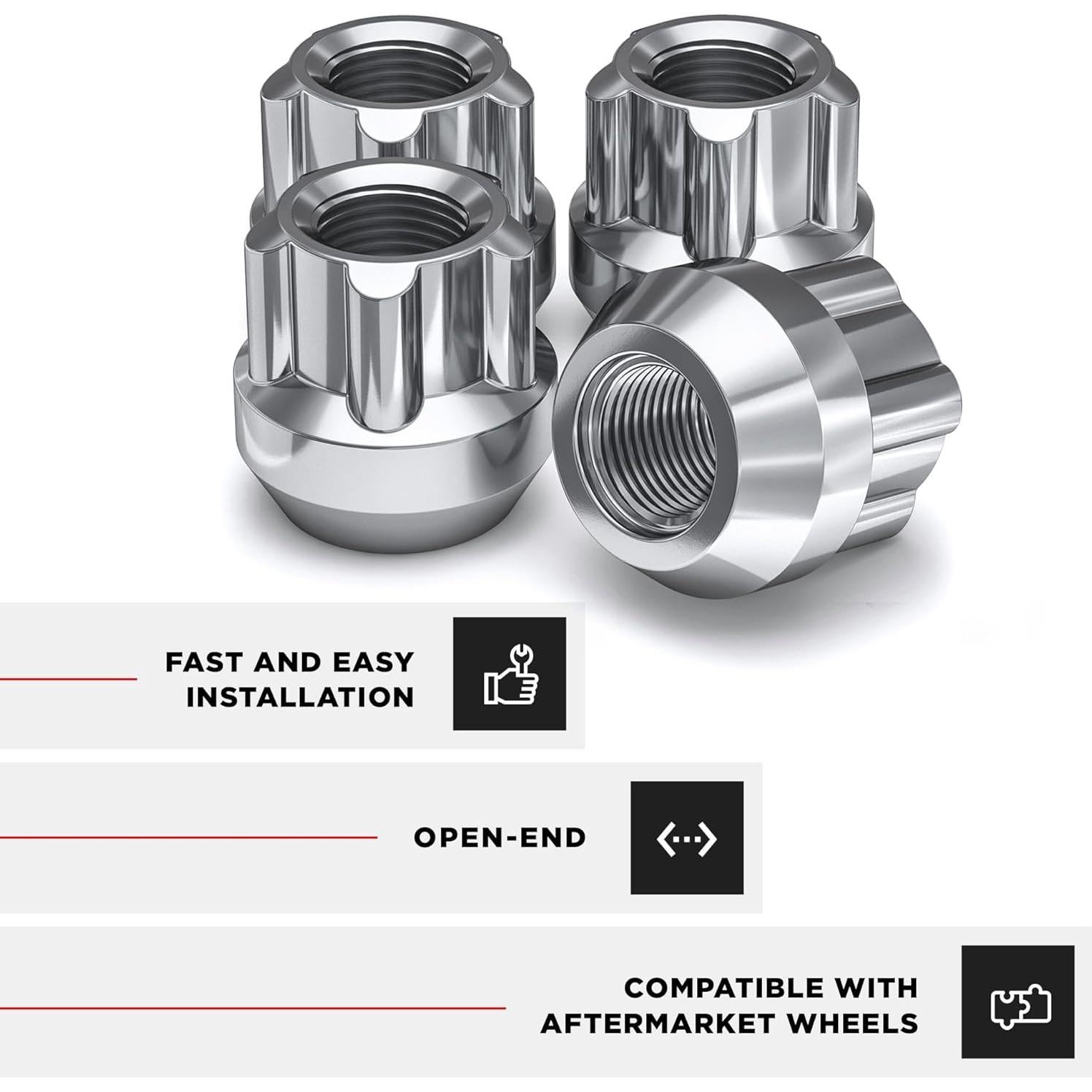 Tuerca de Perno M14x1.5 White Knight Cromada - 4 Piezas