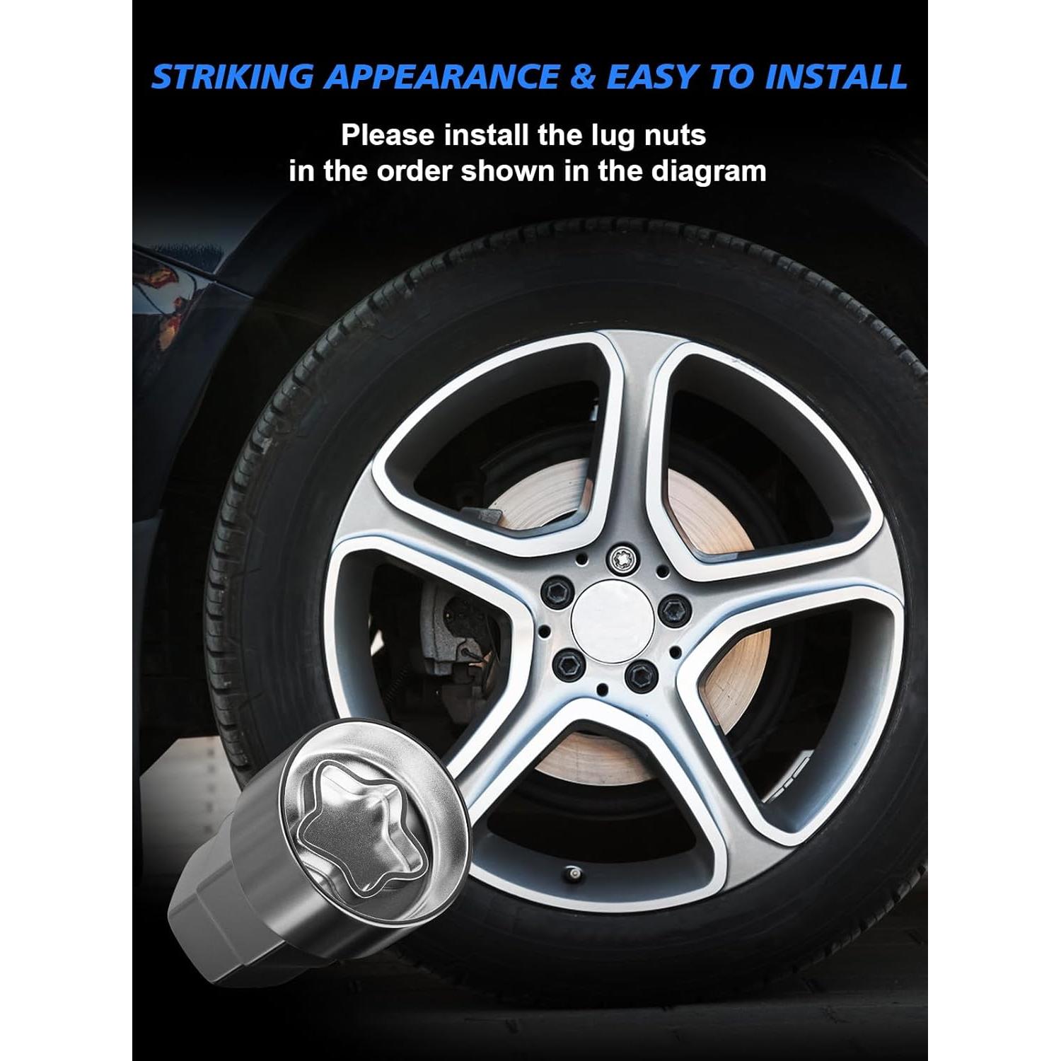 Juego de Bloqueo de Rueda TAGMORE M12x1.5 con 4 Bloqueos y Llave