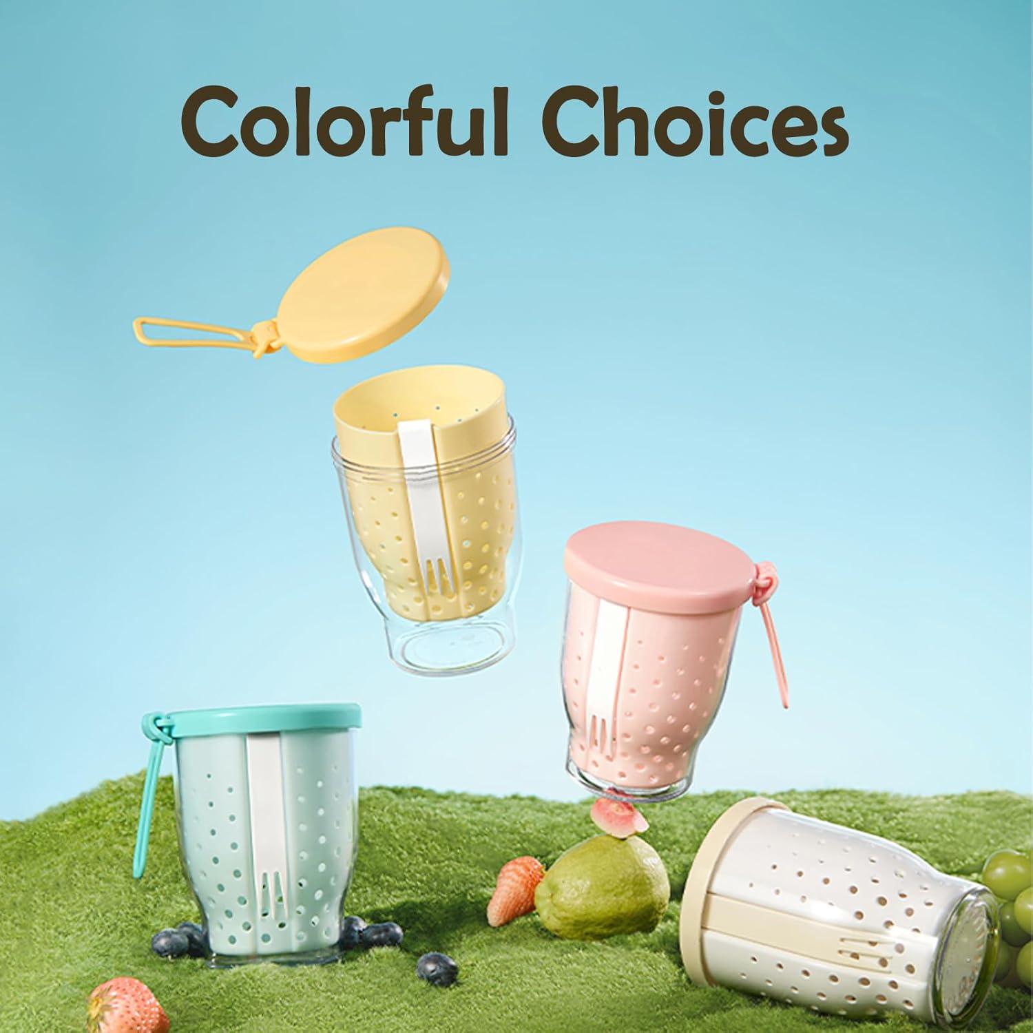 Taza de Fruta de Viaje LoopTime 760ml con Tenedor y Tapa Azul