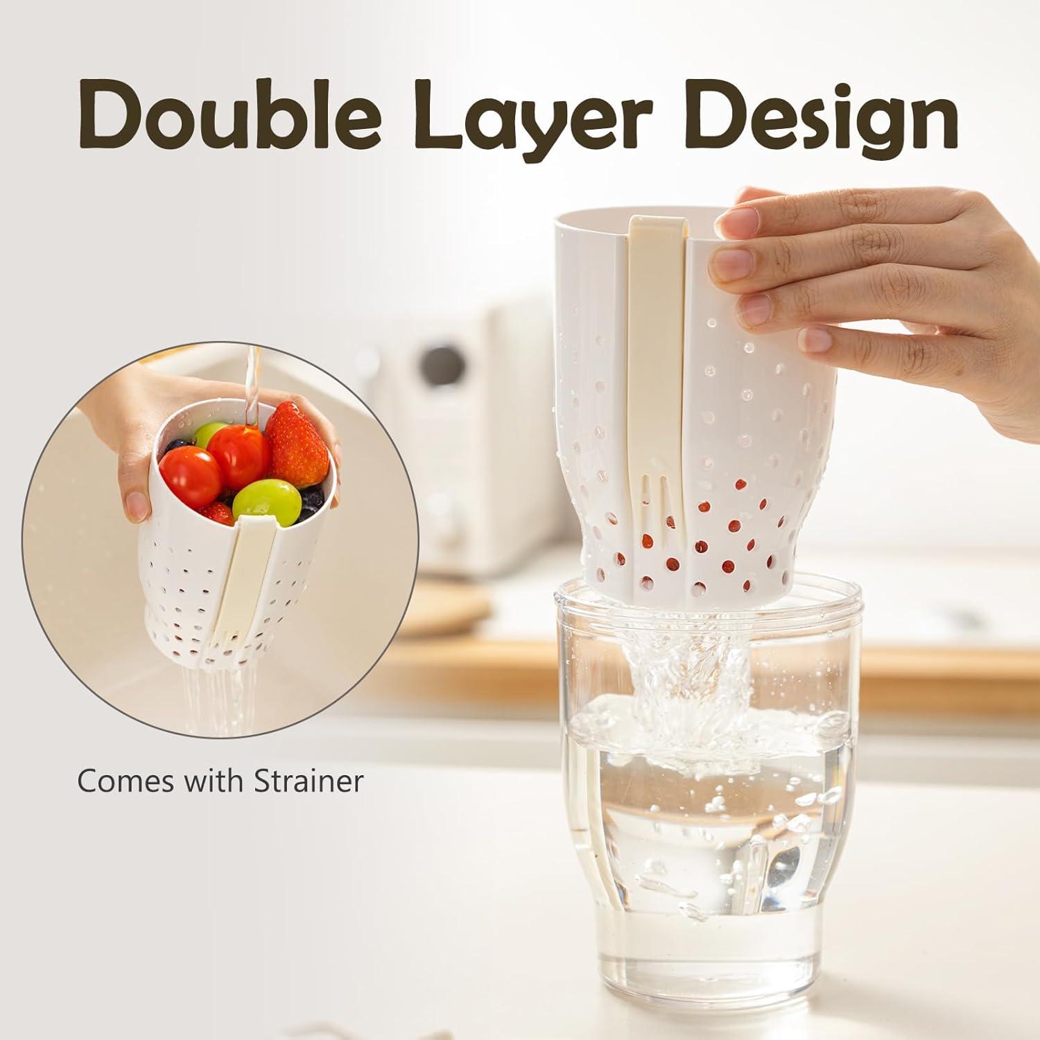 Taza de Fruta de Viaje LoopTime 760ml con Tenedor y Tapa Azul