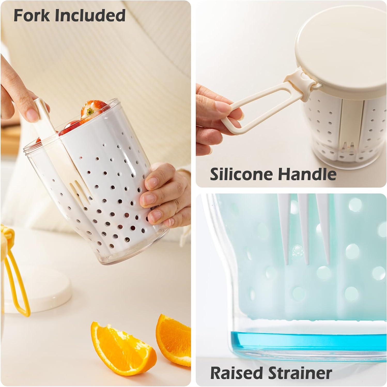 Taza de Fruta de Viaje LoopTime 760ml con Tenedor y Tapa Azul