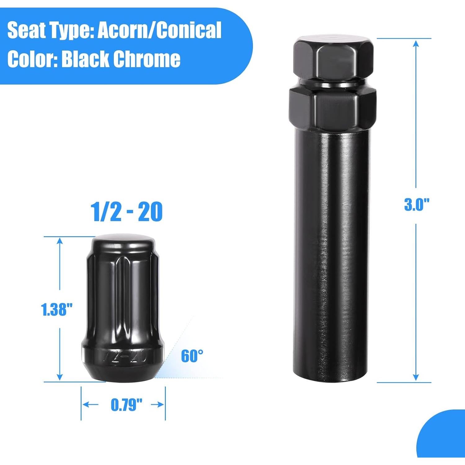 Tuercas de Rueda NPAUTO 1/2"-20 Negras 21 Pcs para Ford y Jeep