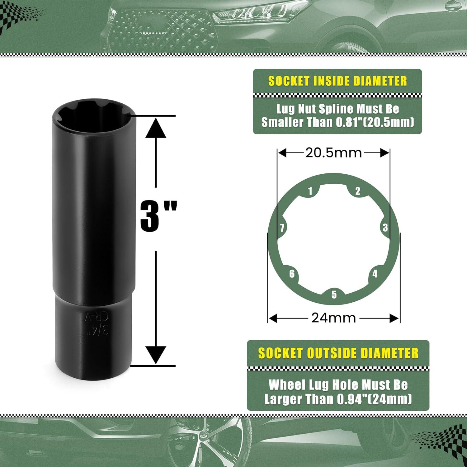 Llave de Tuercas 7 Estrías Glorider 1/2" Acero CR-V Negro