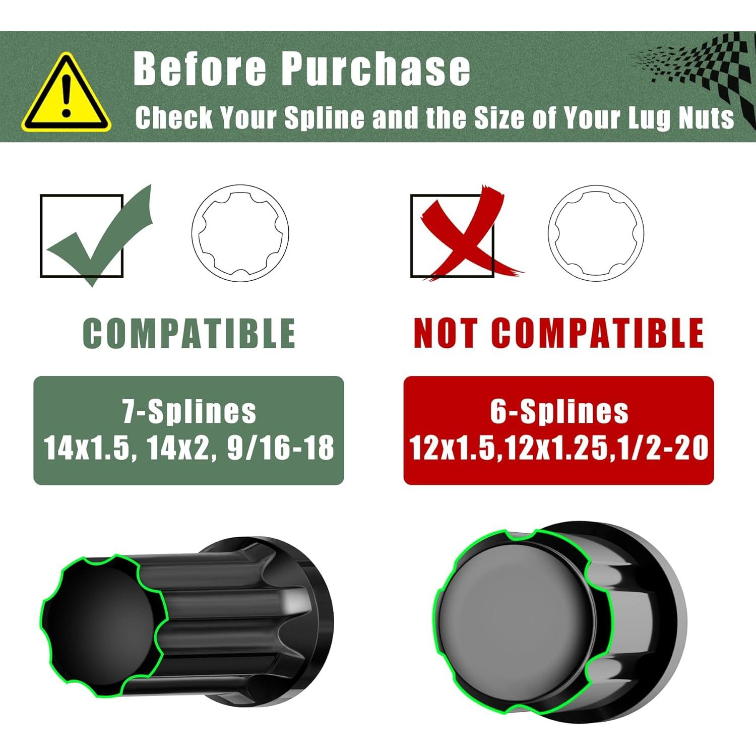 Llave de Tuercas 7 Estrías Glorider 1/2" Acero CR-V Negro