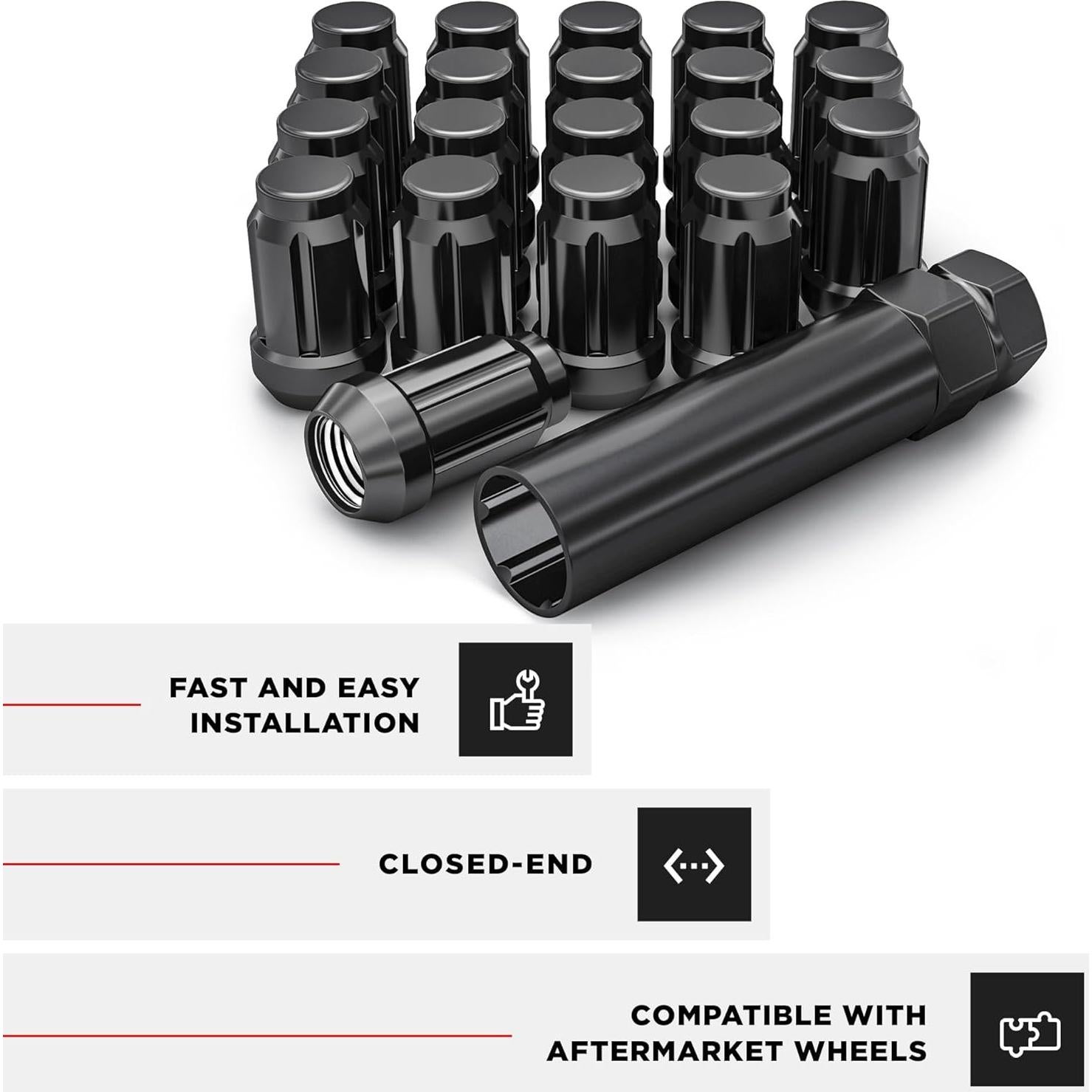 Tuercas de Rueda Caballero Blanco 3807BK-20AM Cromo Negro M12x1.50