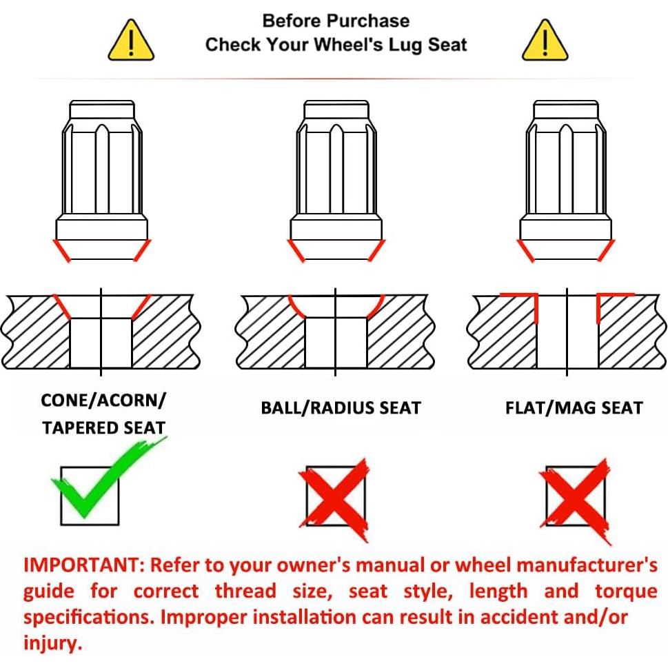 Tuercas de Rueda Caballero Blanco 3807BK-20AM Cromo Negro M12x1.50