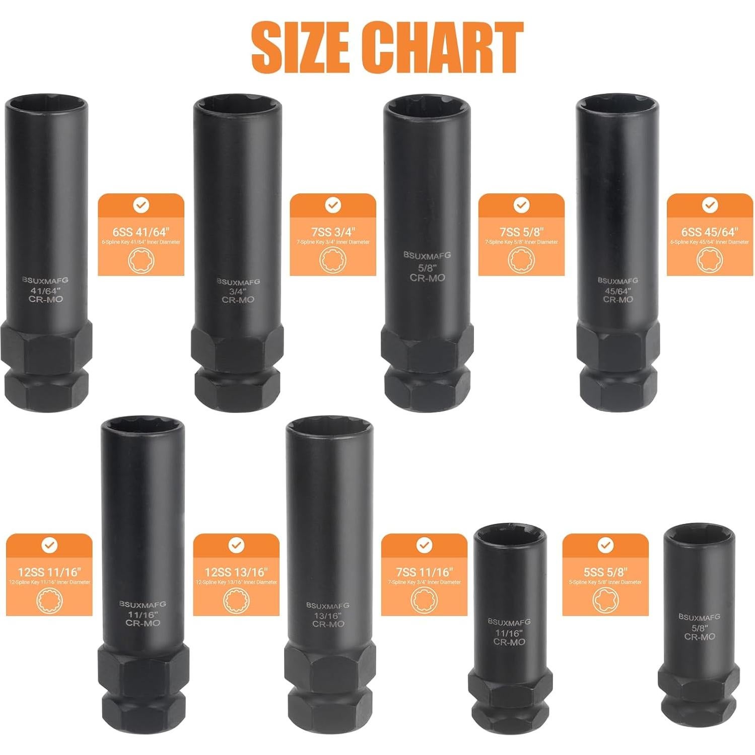 Juego de Herramientas de Bloqueo de Ruedas BSUXMAFG 8 Piezas